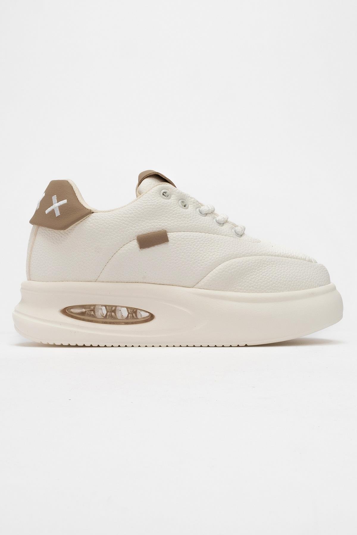 Bağcıklı Kadın Spor Ayakkabı BEYAZ NUDE - Görsel 3