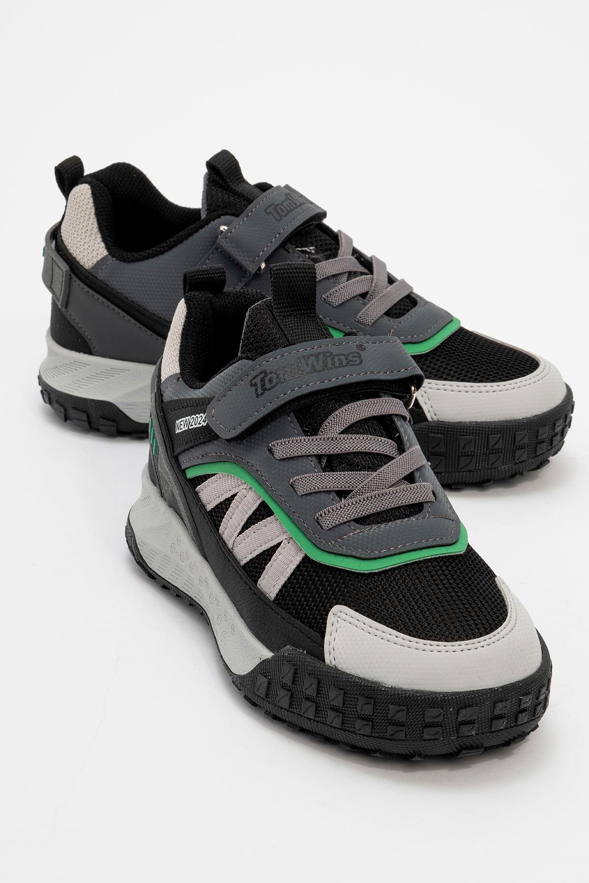 Çocuk Spor Ayakkabı BUZ SİYAH YEŞİL - Görsel 2