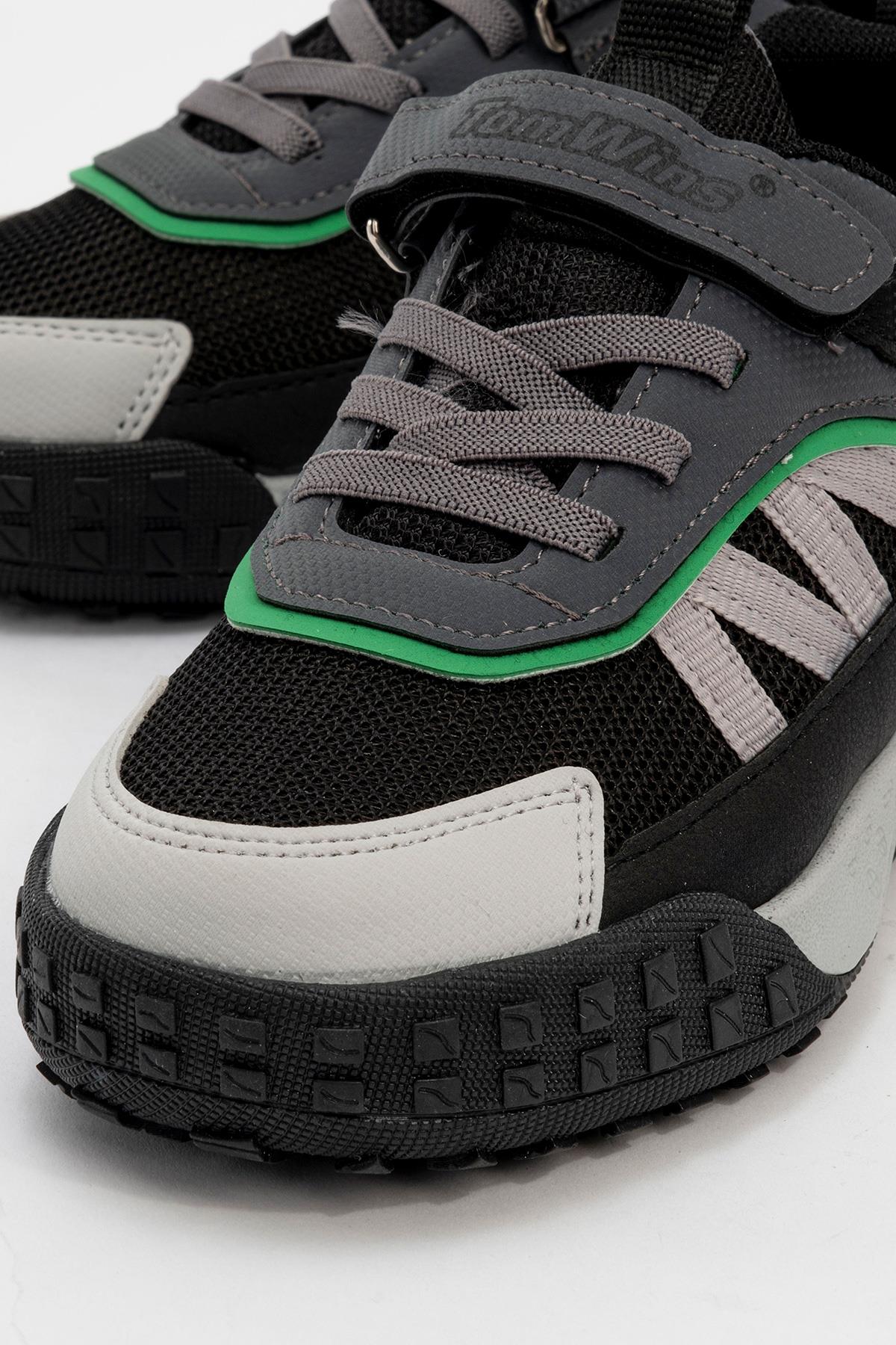 Çocuk Spor Ayakkabı BUZ SİYAH YEŞİL - Görsel 4
