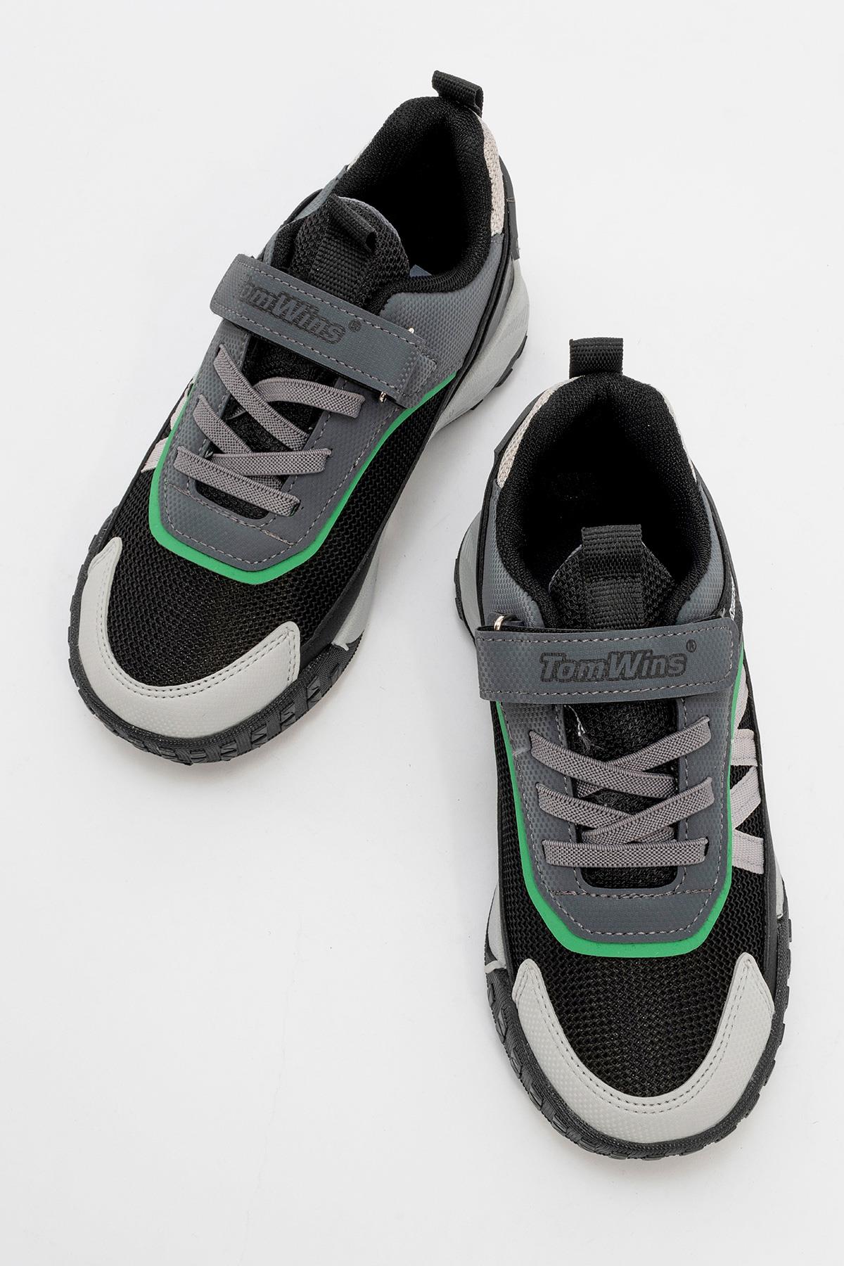 Çocuk Spor Ayakkabı BUZ SİYAH YEŞİL - Görsel 6