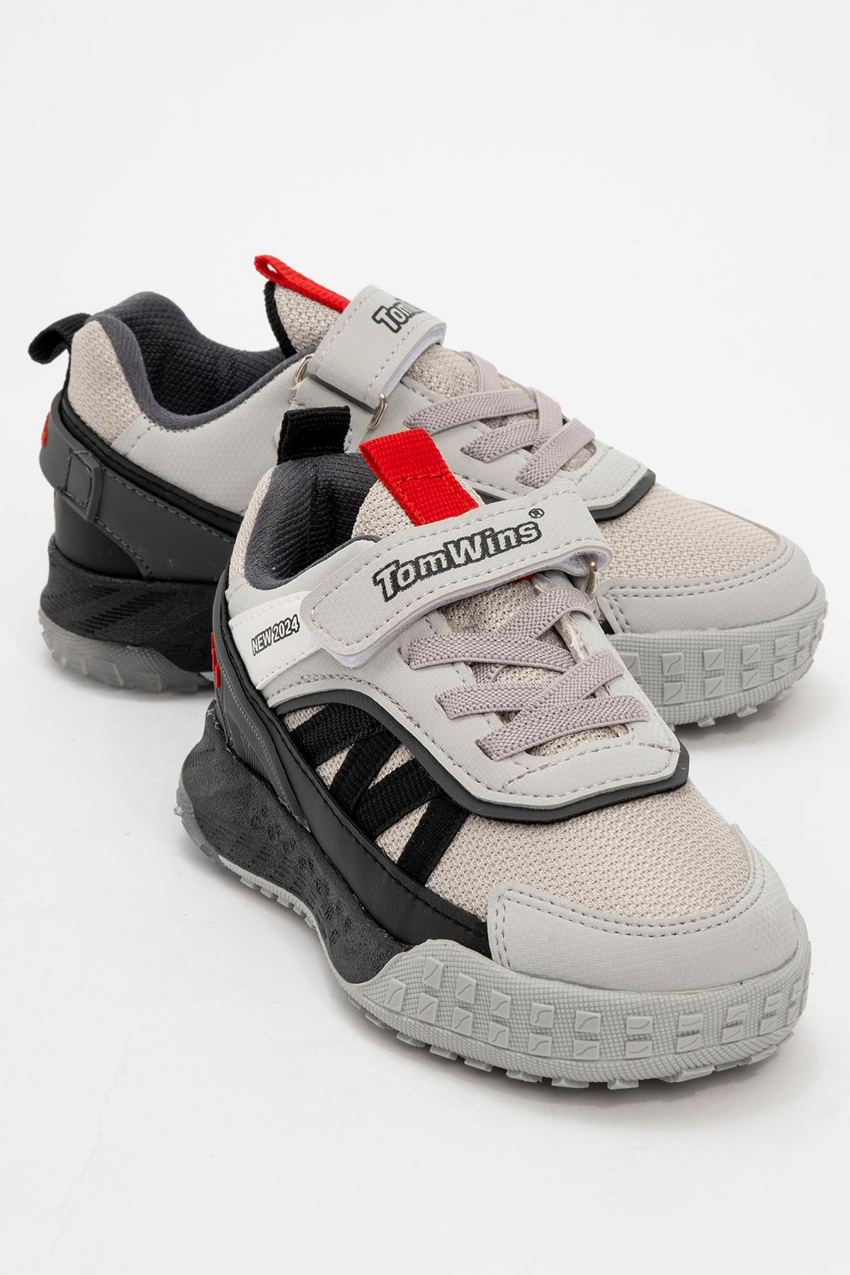 Işıklı Cırtlı Çocuk Spor Ayakkabı BUZ SİYAH - Görsel 2