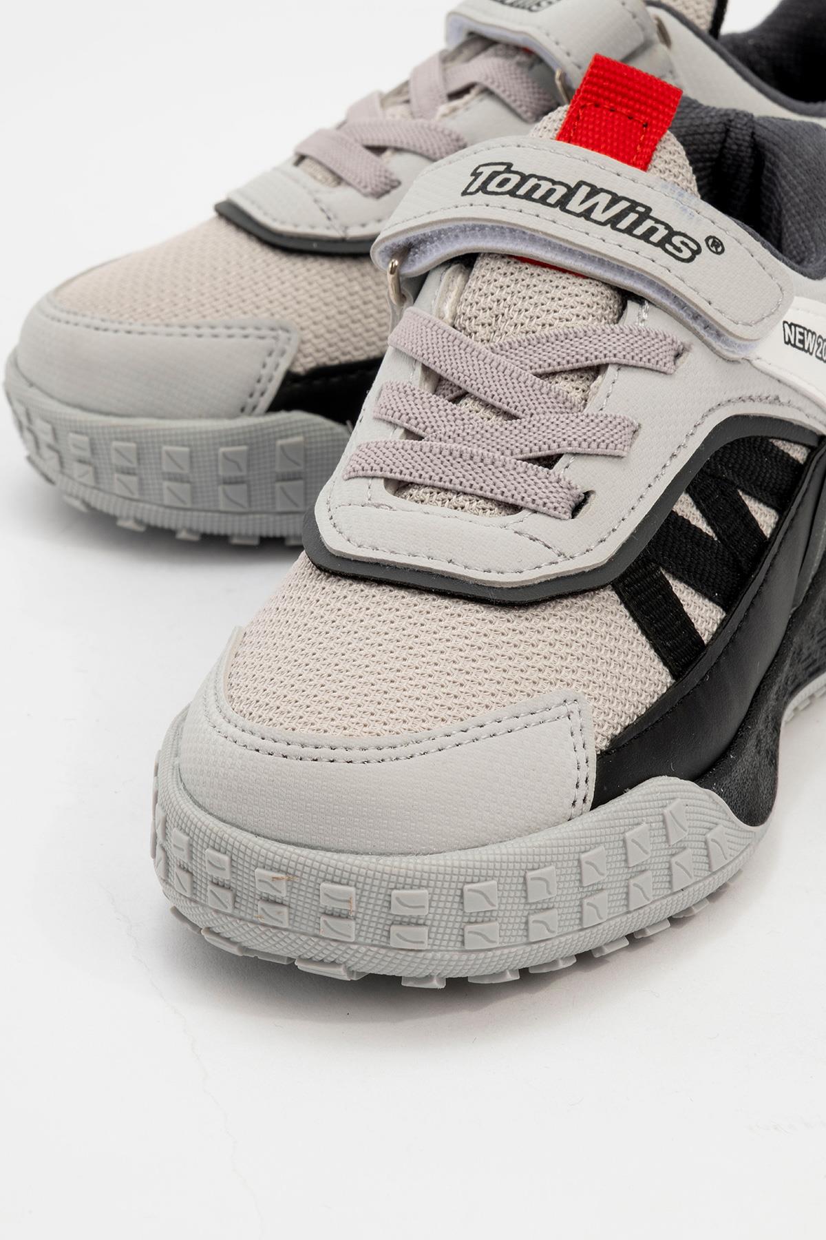 Işıklı Cırtlı Çocuk Spor Ayakkabı BUZ SİYAH - Görsel 4