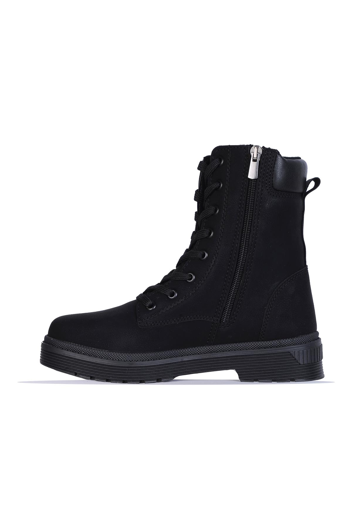 Skuaıter 24070 Plct Siyah Nubuk Kadın Düz Bot - Görsel 4