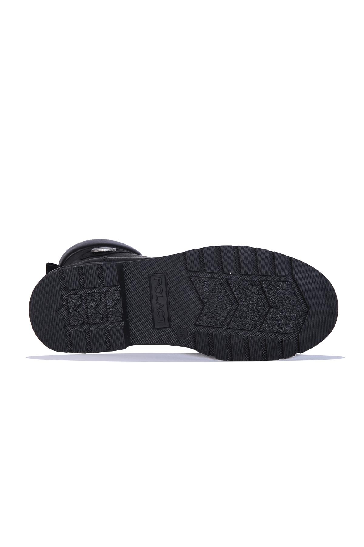 Skuaıter 24070 Plct Siyah Nubuk Kadın Düz Bot - Görsel 5