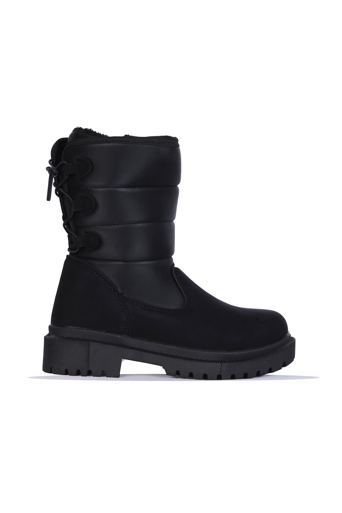 Twingo 980 Siyah Zümrüt Kürklü Kadın Düz Bot - Görsel 2