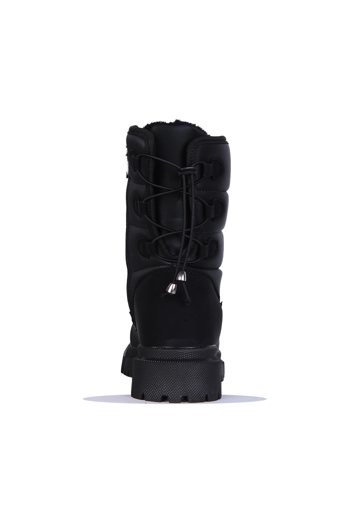 Twingo 980 Siyah Zümrüt Kürklü Kadın Düz Bot - Görsel 4