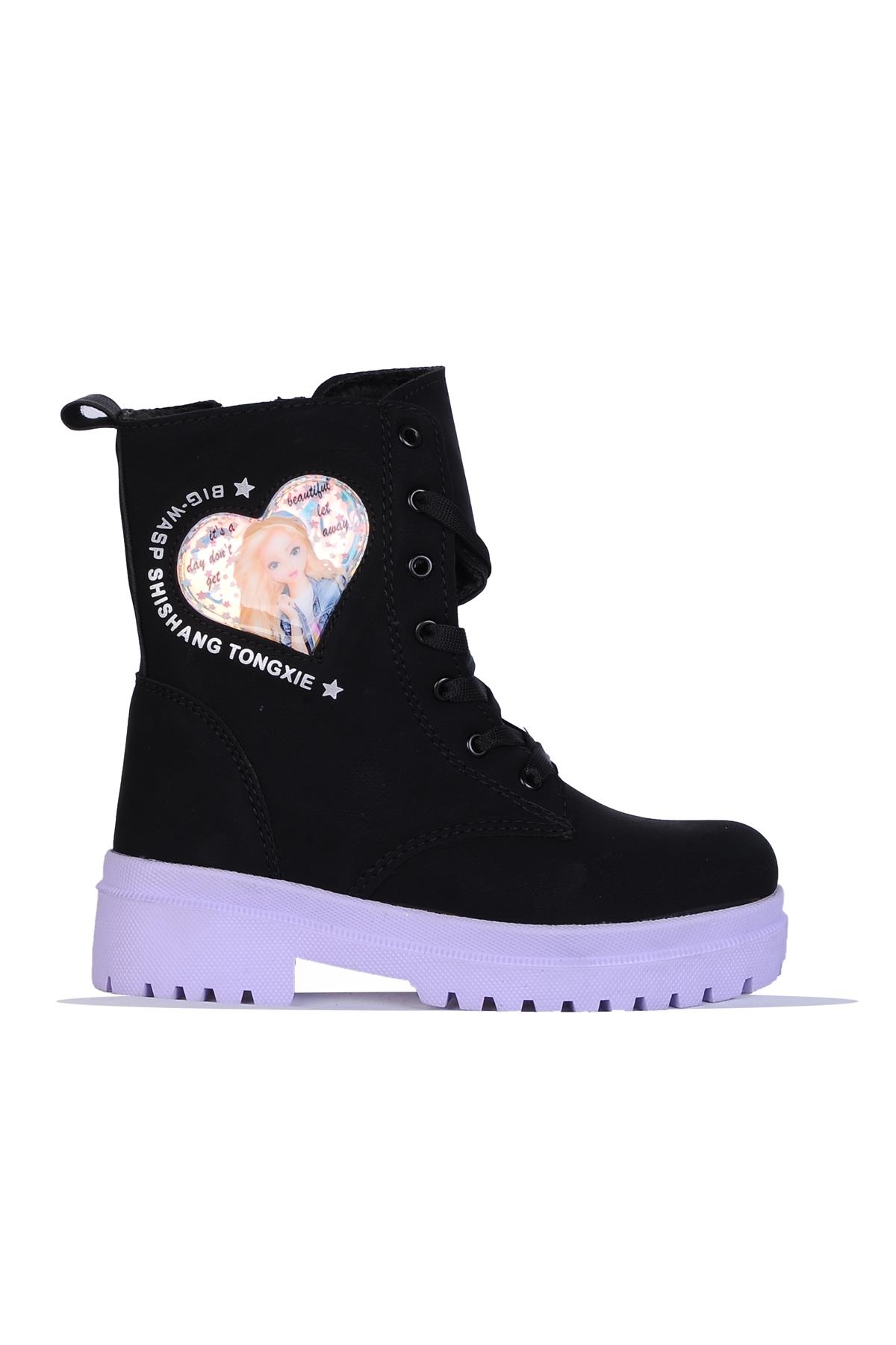 Twingo 2160 Siyah-Lila Zümrüt Kürklü Kız Çocuk Bot - Görsel 2