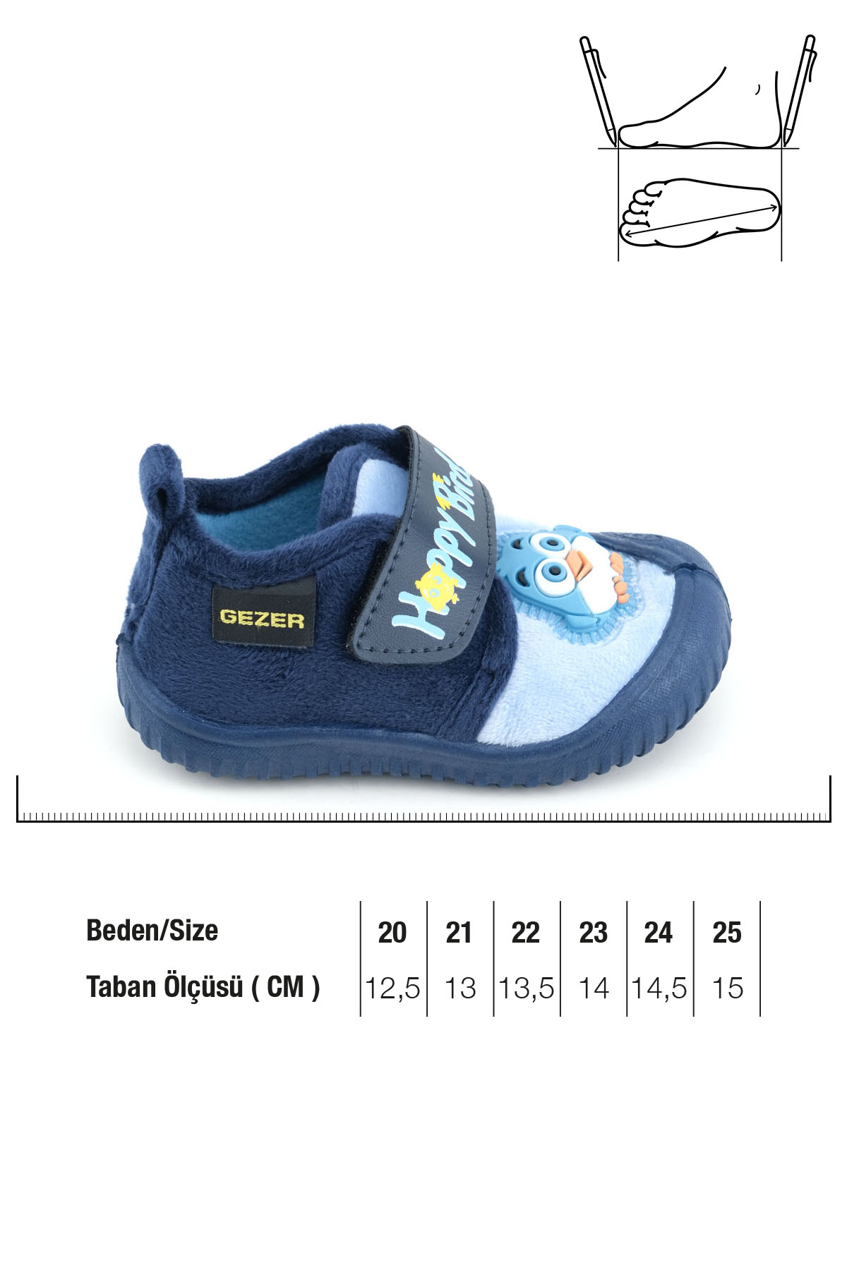 Kışlık Cırtlı Ayarlanabilir Rahat Taban Happy Birds Bebe Erkek Panduf Ayakkabı - Görsel 6
