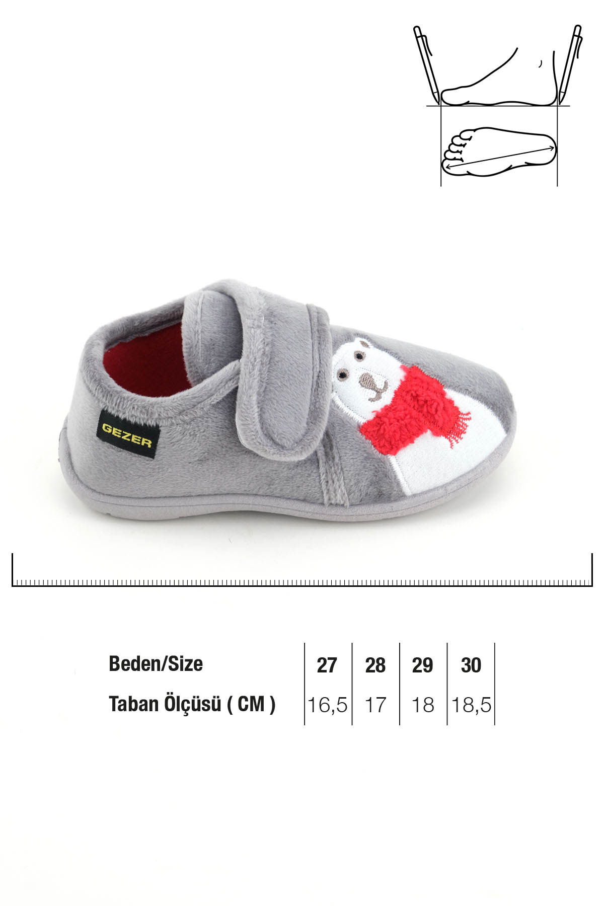 Kışlık Cırtlı Ayarlanabilir Rahat Taban Erkek Çocuk Panduf Ayakkabı - Görsel 3