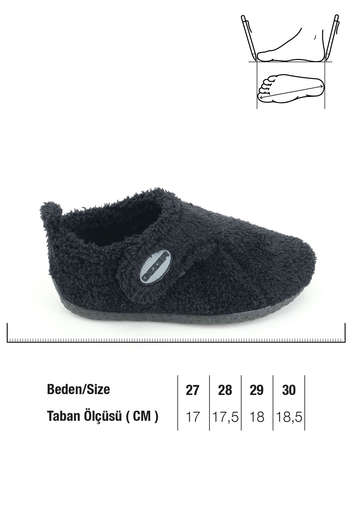 Erkek Çocuk Kışlık Tek Cırtlı Ayarlanabilir PVC Taban Ev Okul Kreş Panduf - Görsel 3