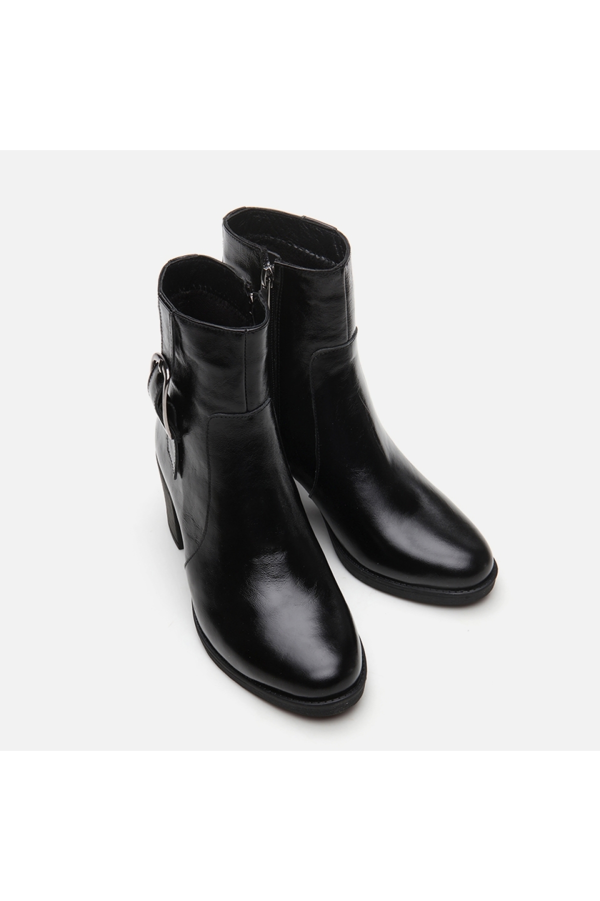 Hakiki Deri Siyah Kadın Topuklu Bot - Görsel 4