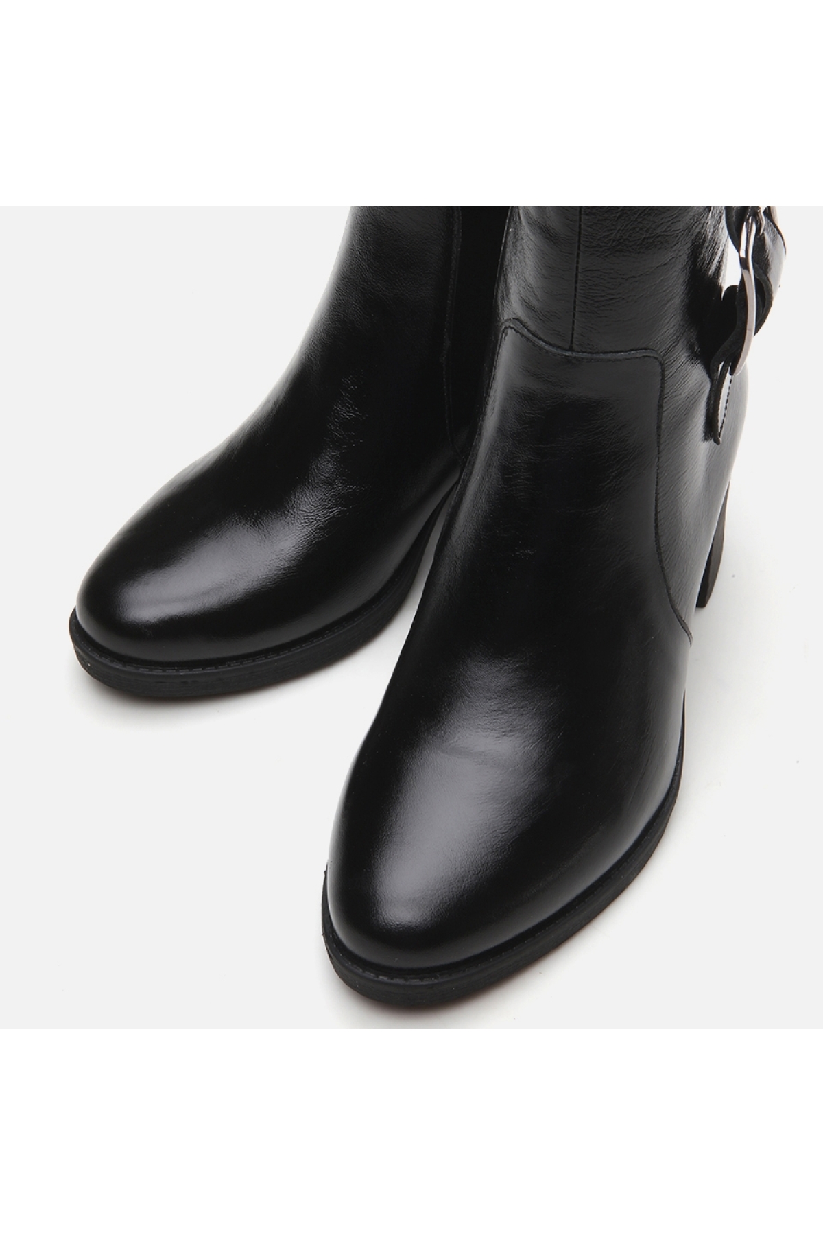 Hakiki Deri Siyah Kadın Topuklu Bot - Görsel 5