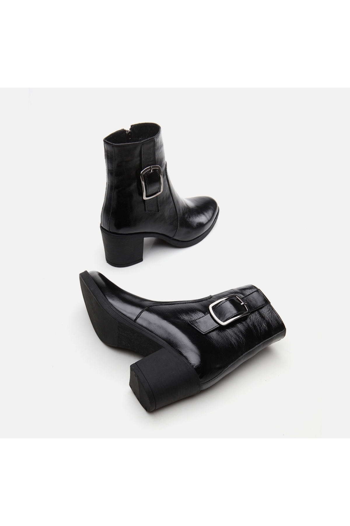 Hakiki Deri Siyah Kadın Topuklu Bot - Görsel 7