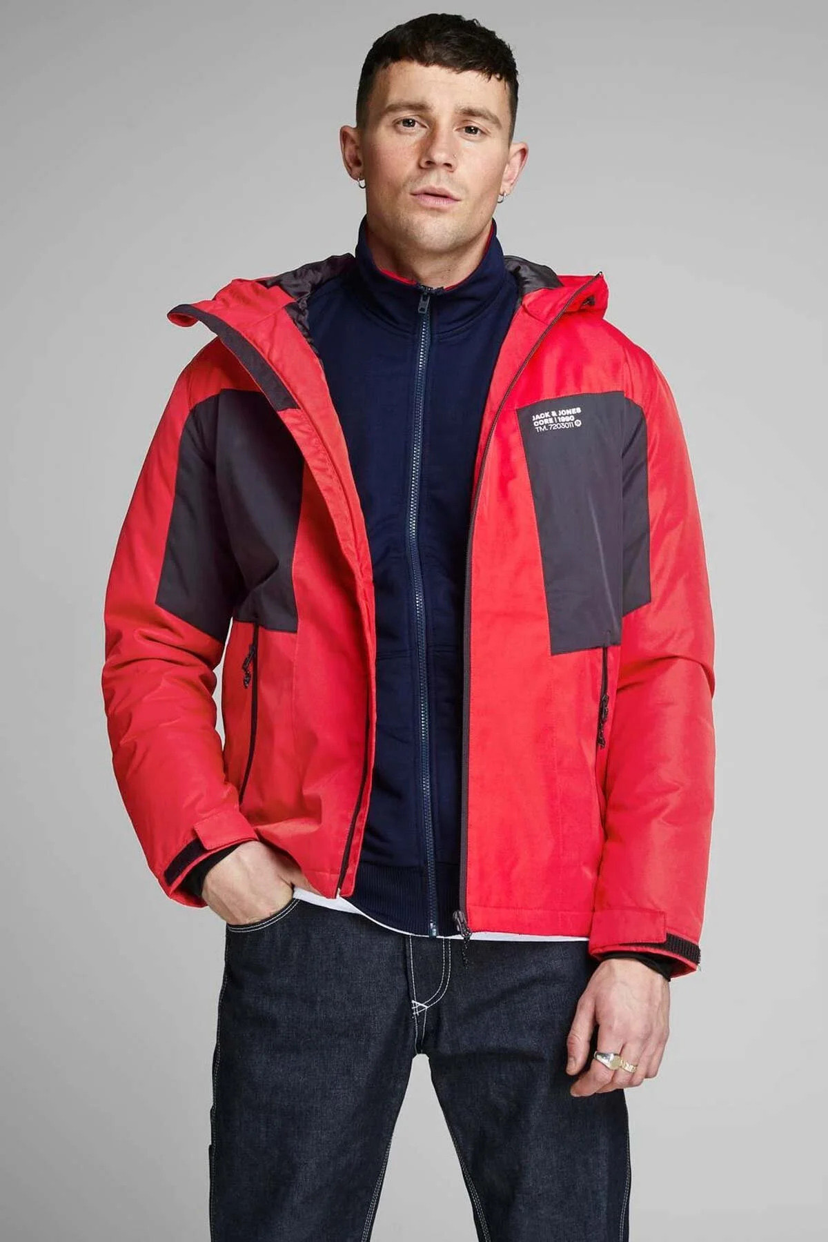Erkek Jcobest Kapüşonlu Softshell Ceket Mont 12140297 Kırmızı