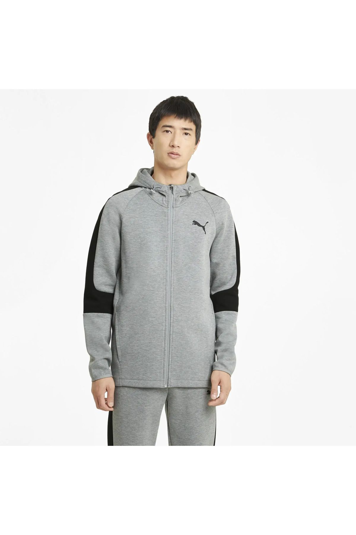 EVOSTRIPE Core FZ Hoodie Gri Erkek Sweatshirt