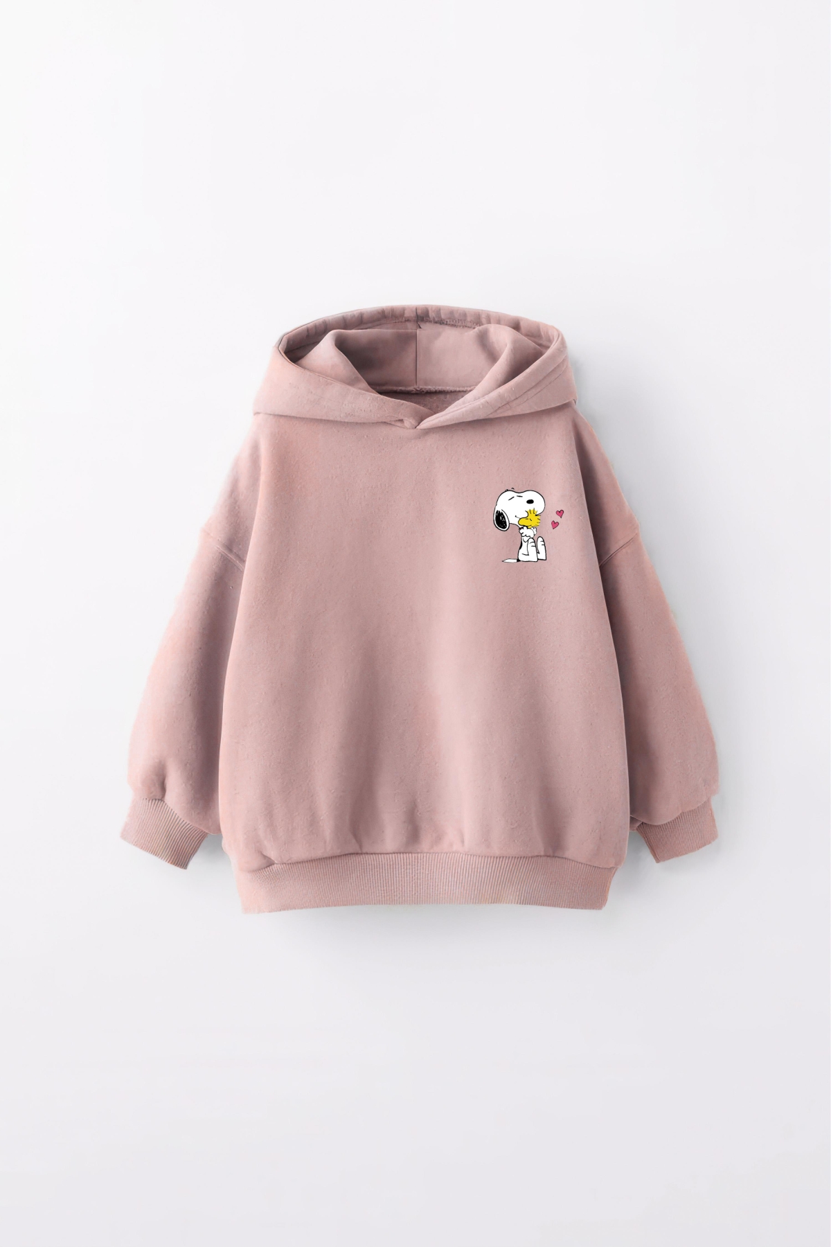 KIZ ÇOCUK SNOOPY BASKILI KAPÜŞONLU MANŞETLİ SWEATSHİRT