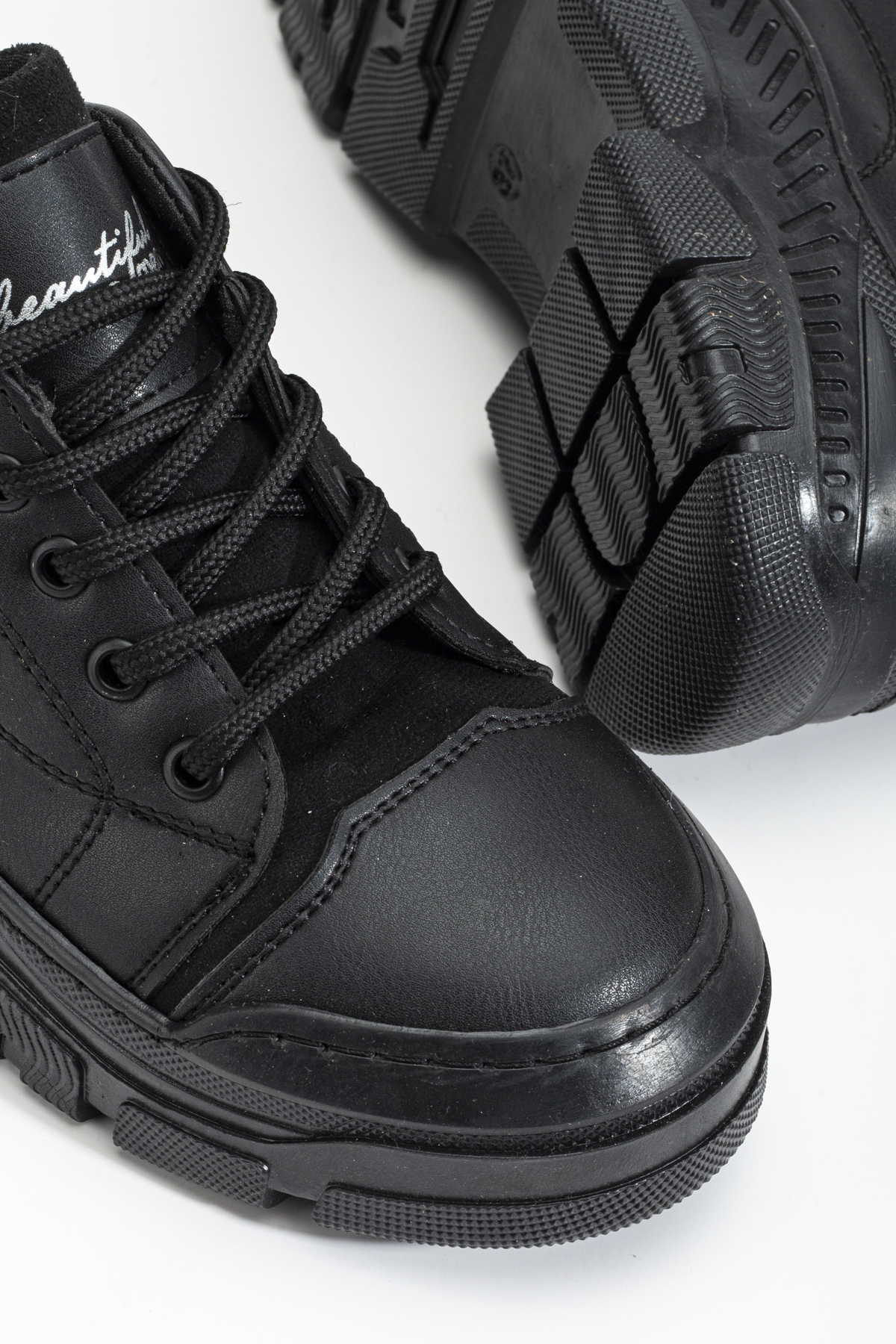 Kadın Siyah Termo Taban Bağcıklı Günlük Ayakkabı - Görsel 5