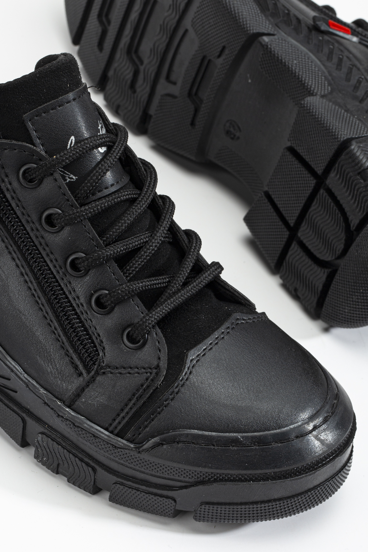 Kadın Siyah Termo Taban Fermuar Detaylı Bağcıklı Günlük Ayakkabı - Görsel 5