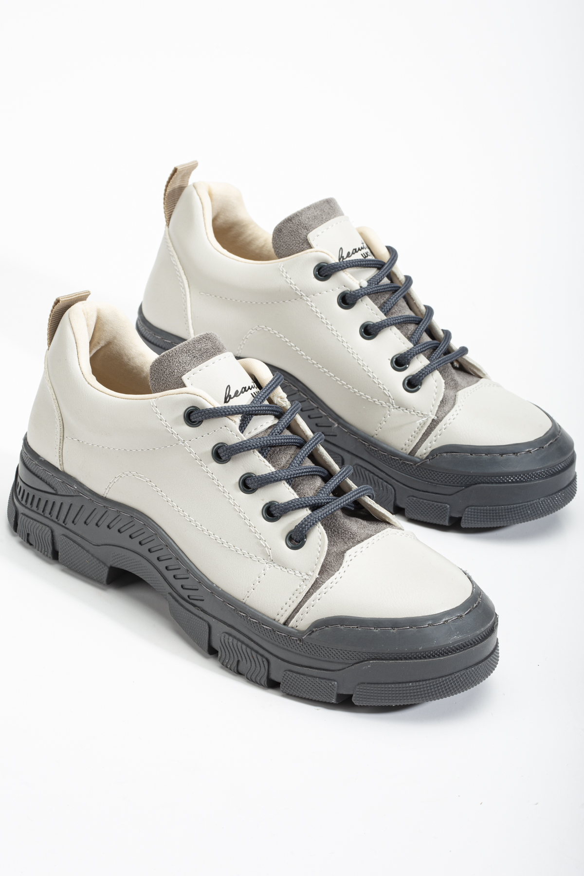 Kadın Gri Termo Taban Bağcıklı Günlük Ayakkabı - Görsel 4