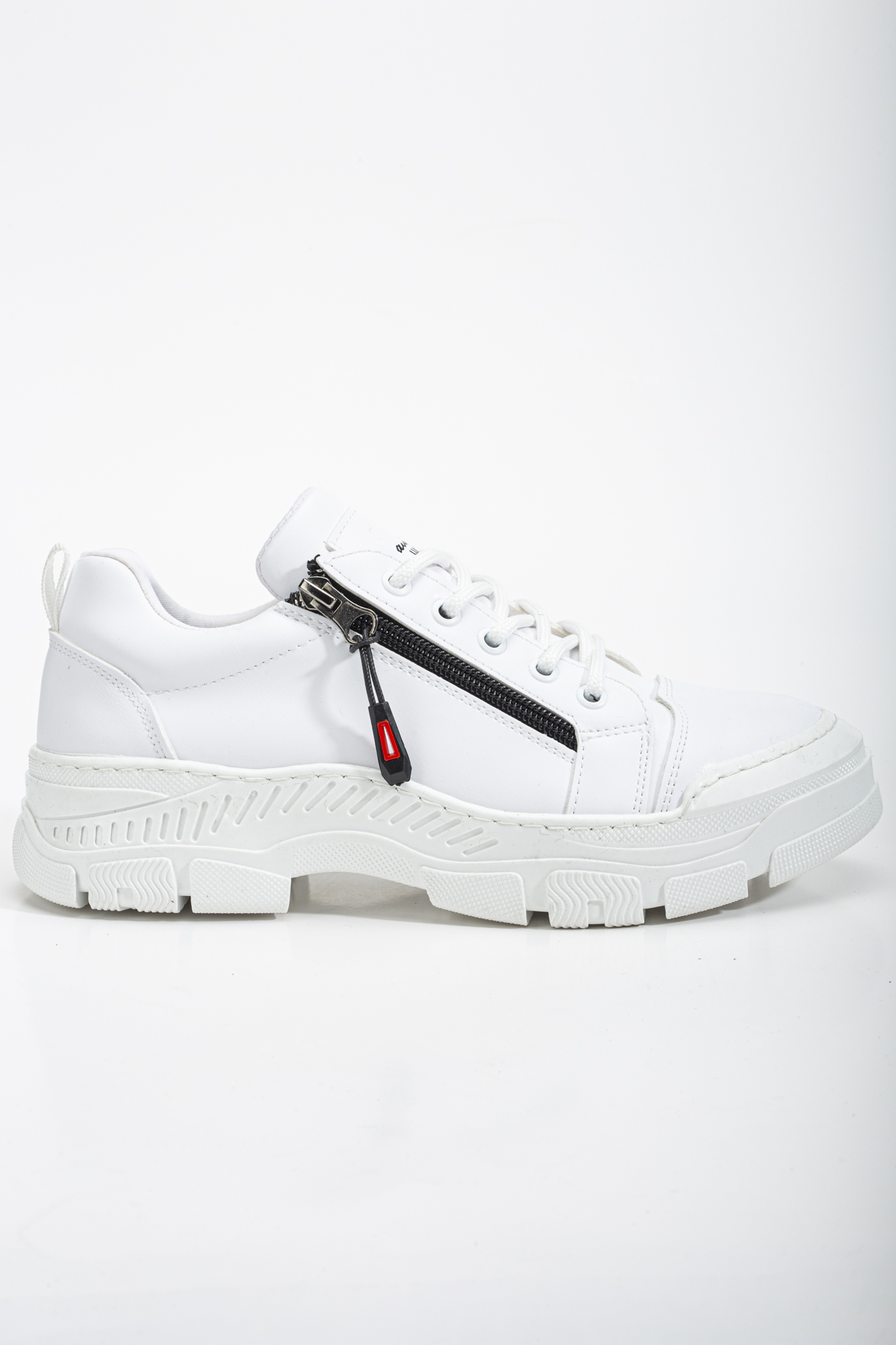 Kadın Beyaz Termo Taban Fermuar Detaylı Bağcıklı Günlük Ayakkabı - Görsel 4