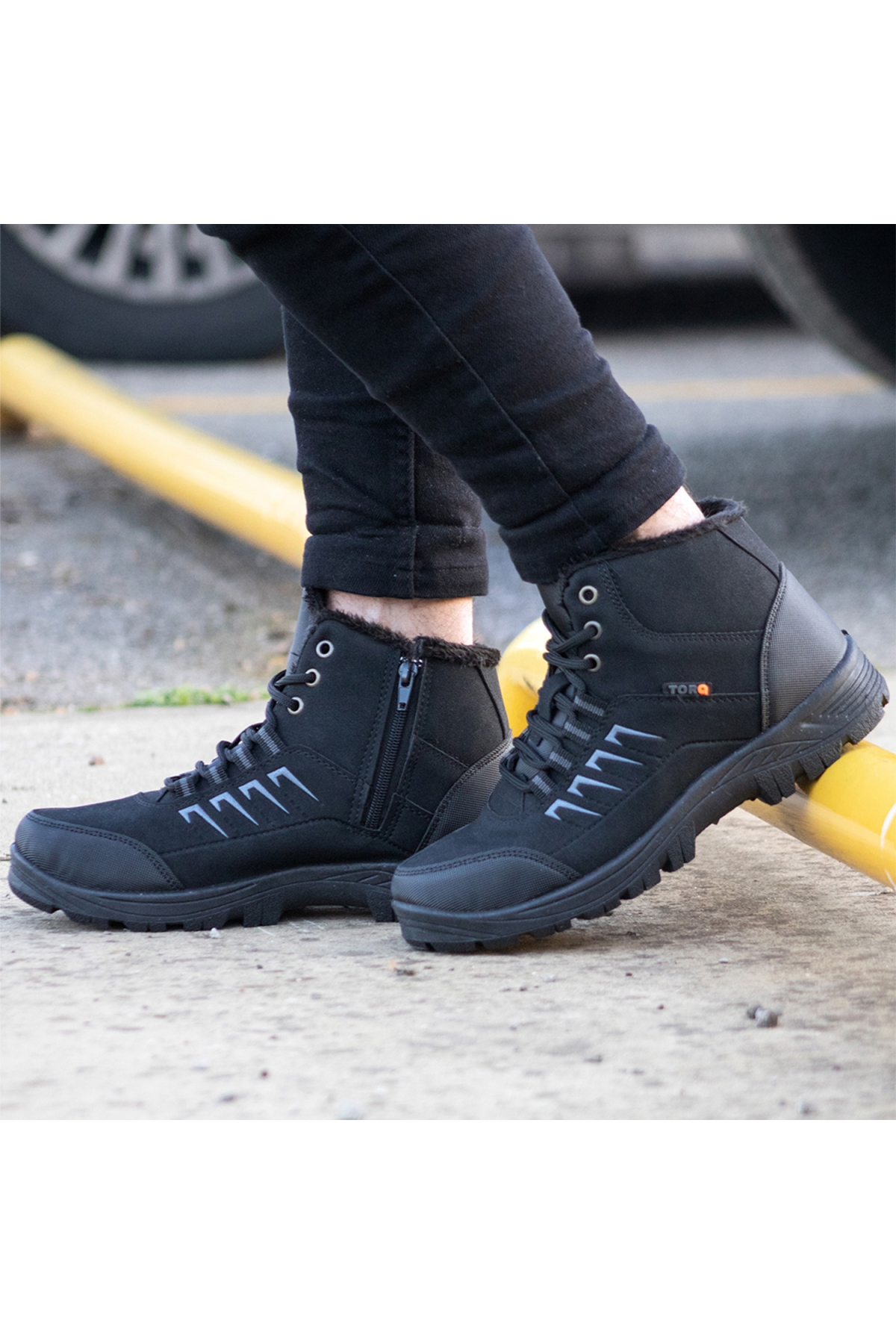 Loft Kışlık Fermuarlı Erkek Bot İçi Tüylü Bot Siyah - Görsel 6