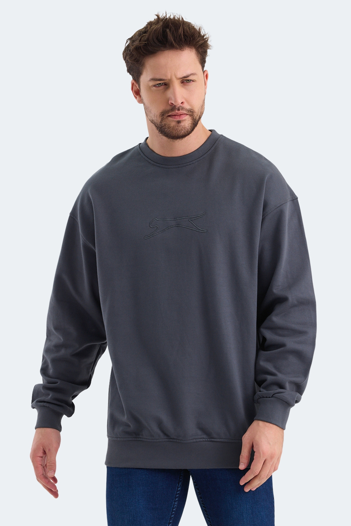 VADIK OVERSIZE Erkek Sweatshirt Koyu Gri