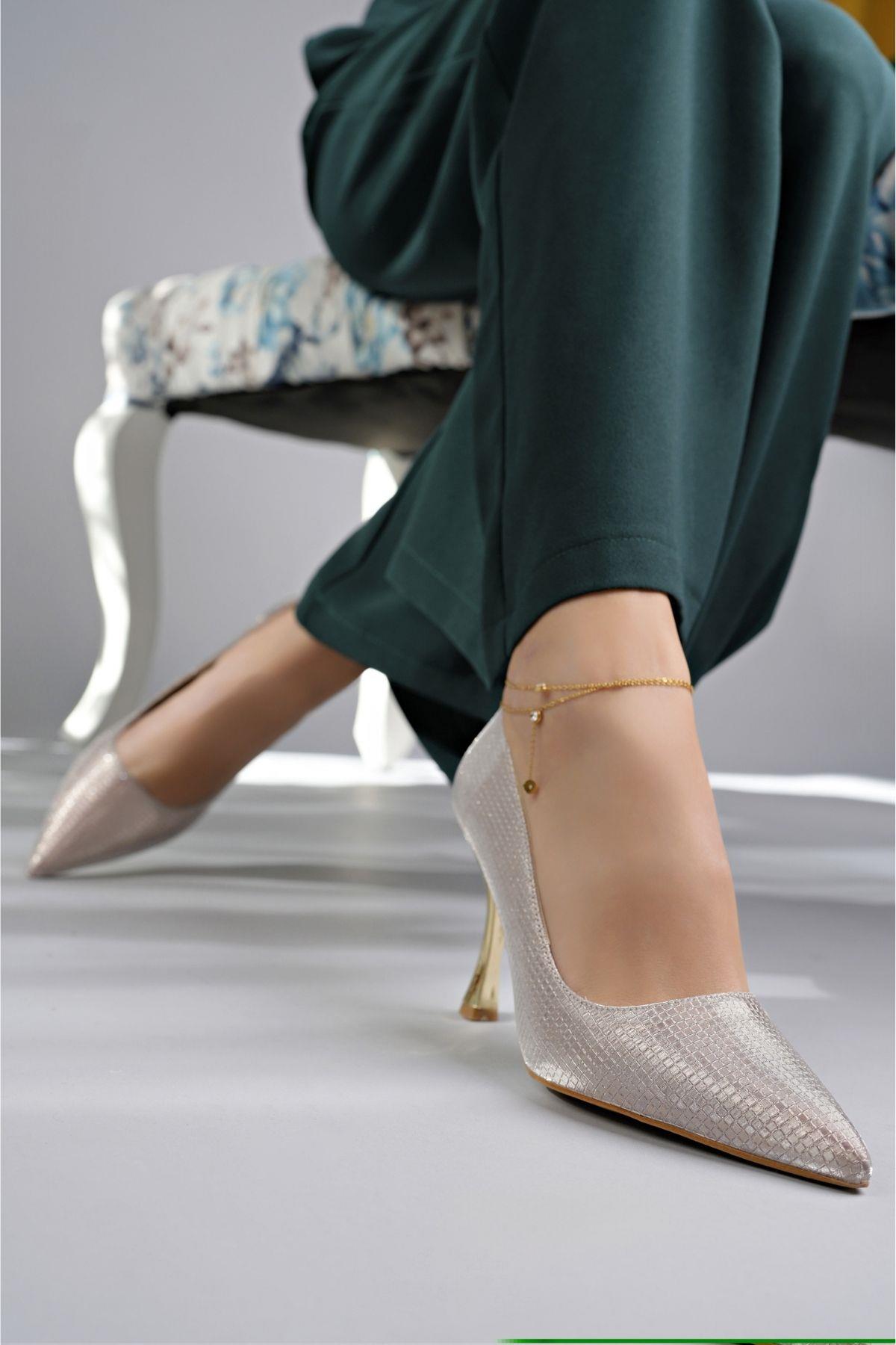 YOWEL Garantili Sivri Burun Kadın Topuklu Stiletto Ayakkabı - Görsel 7