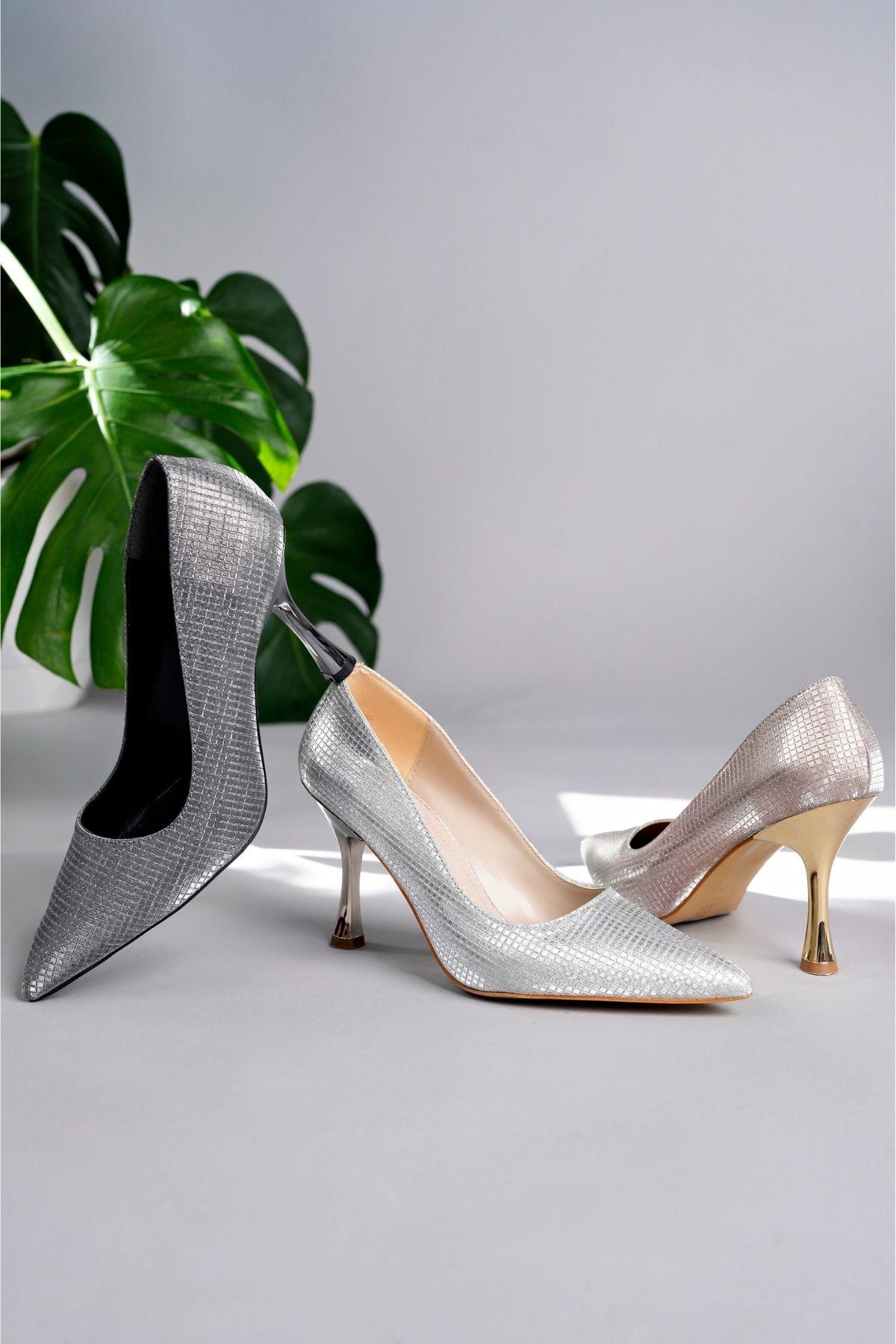 YOWEL Garantili Sivri Burun Kadın Topuklu Stiletto Ayakkabı - Görsel 8