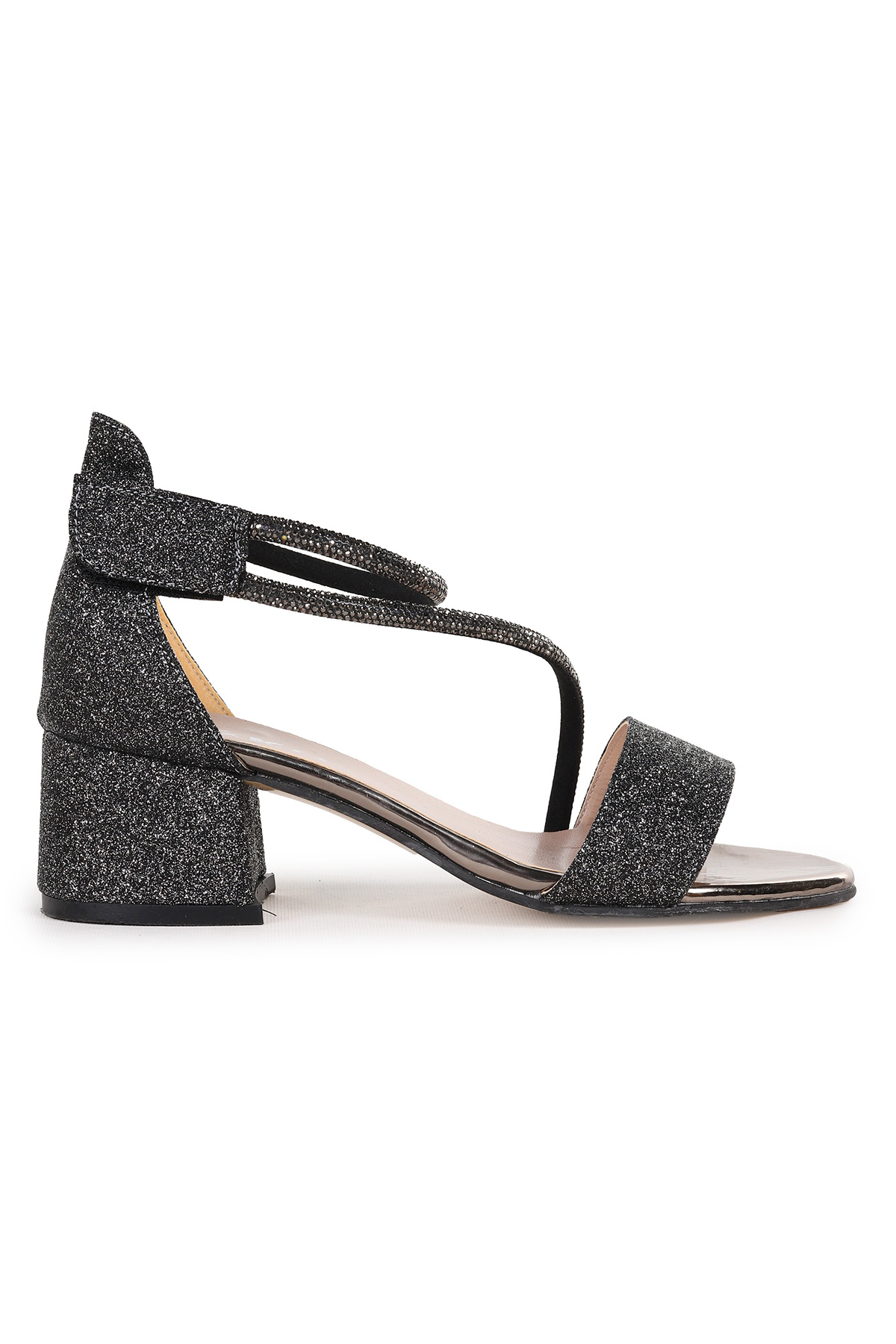 Pisar Kum Simli Günlük Kız Çocuk 4 Cm Topuklu Sandalet Abiye Ayakkabı Platin - Görsel 4