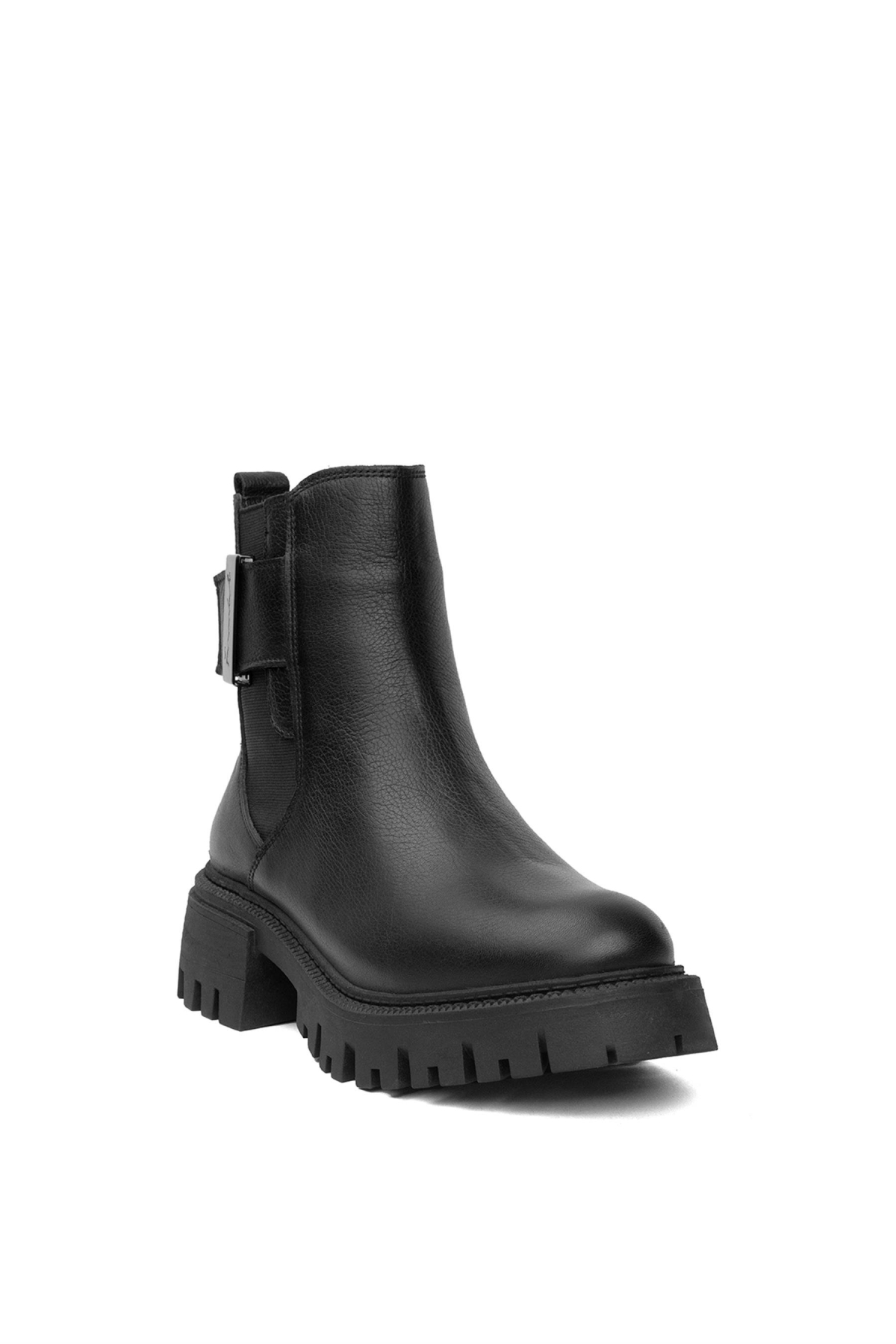 Elit SRK23783-1 Kadın Hakiki Deri Düz Bot Siyah - Görsel 3