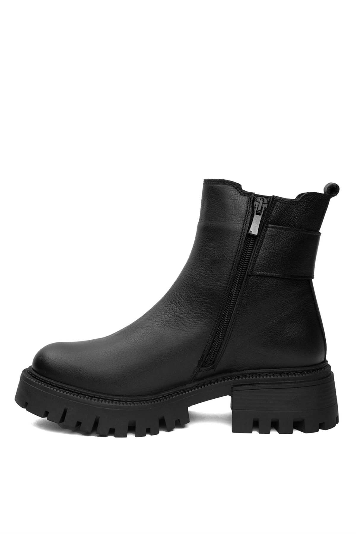 Elit SRK23783-1 Kadın Hakiki Deri Düz Bot Siyah - Görsel 4