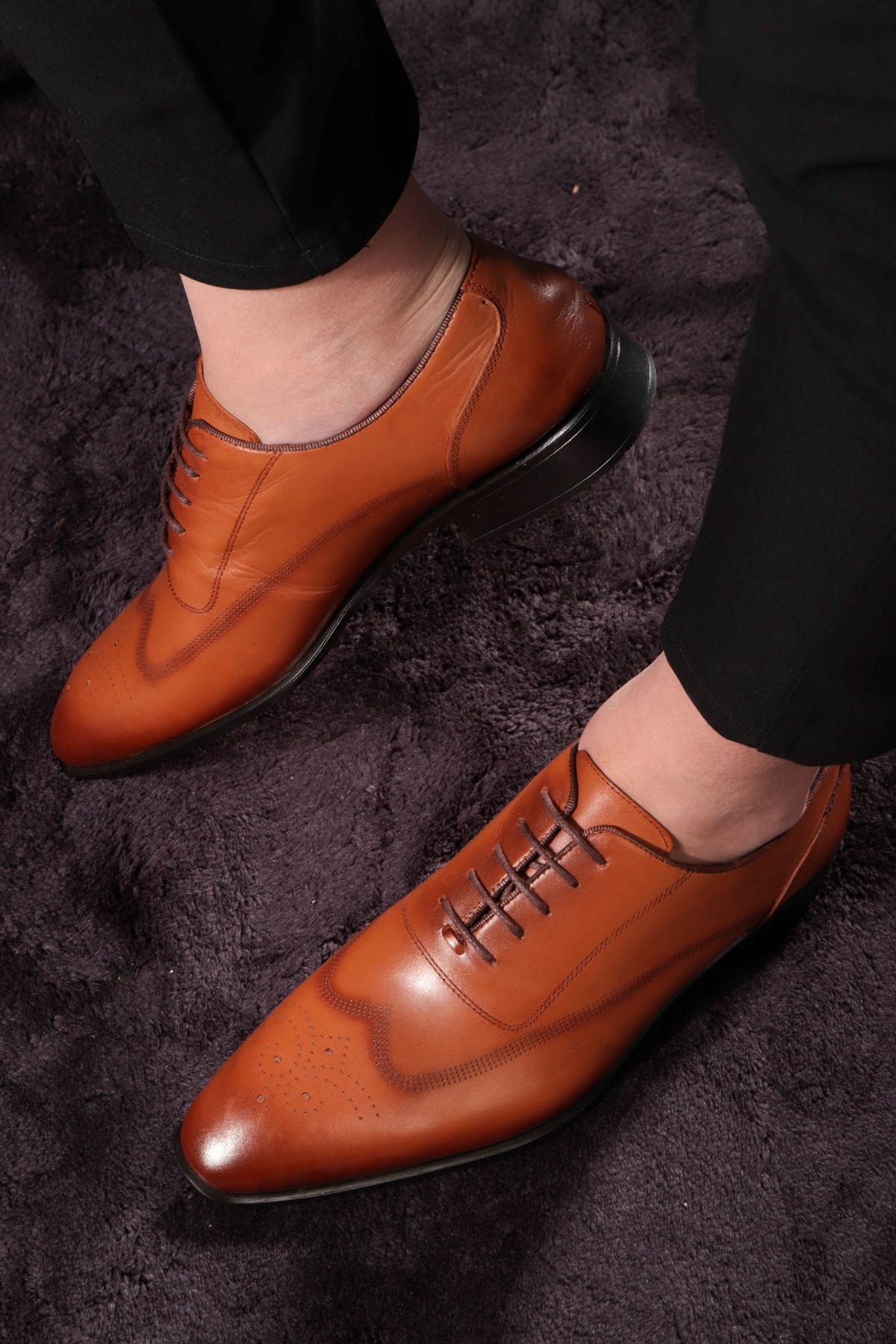 Stylish Hakiki Deri Erkek Klasik Ayakkabı, Oxford Klasik Ayakkabı - Görsel 6