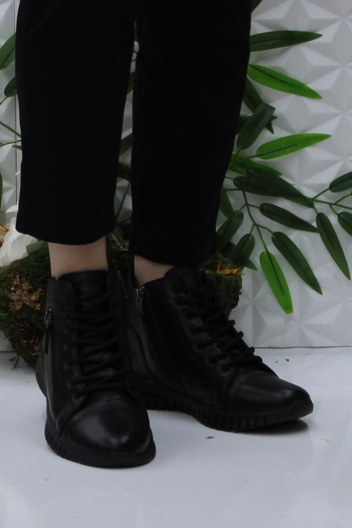 4001 Siyah Rahat Yumuşak Orijinal Hakiki Deri Kadın Bot - Görsel 3