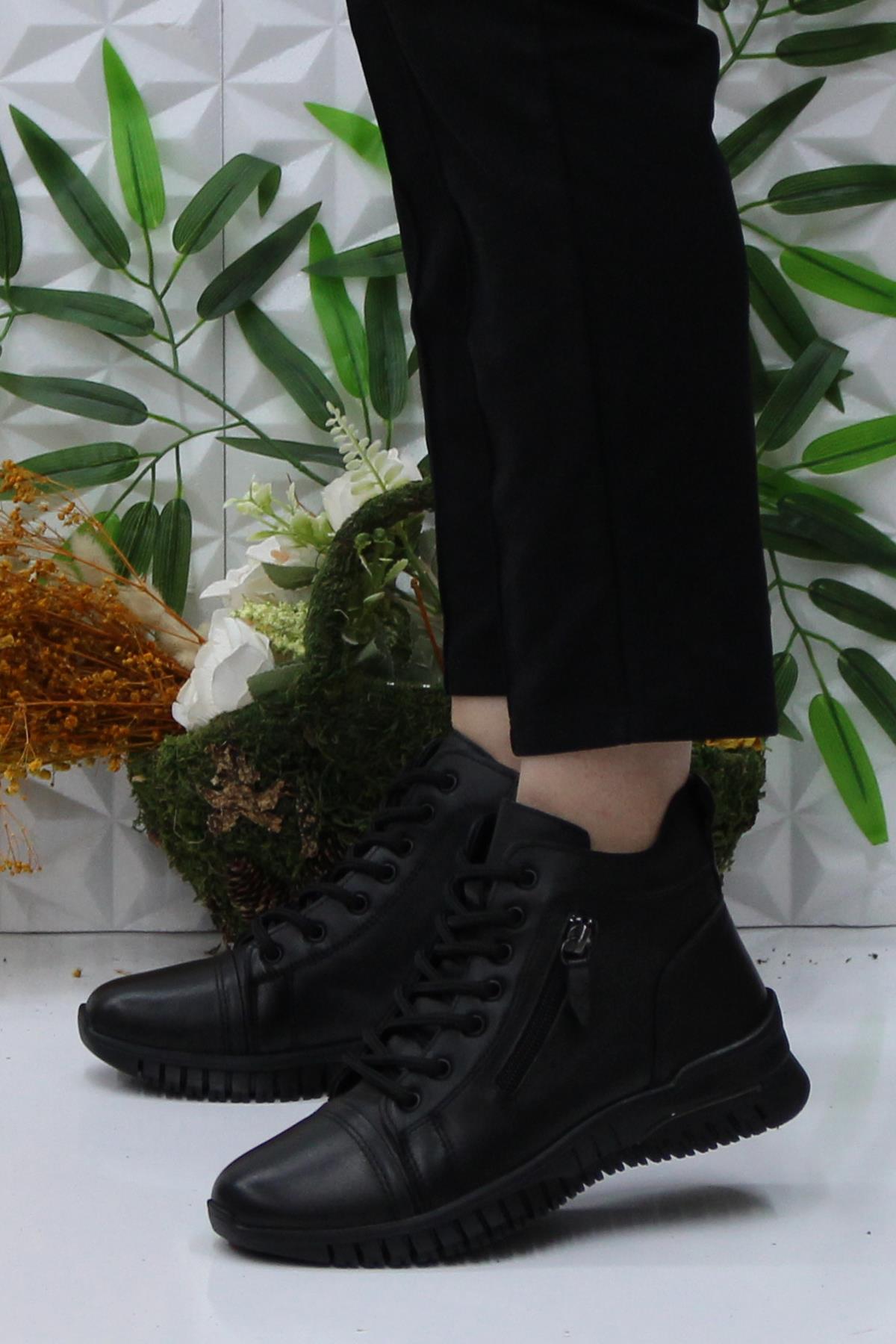 4001 Siyah Rahat Yumuşak Orijinal Hakiki Deri Kadın Bot - Görsel 4