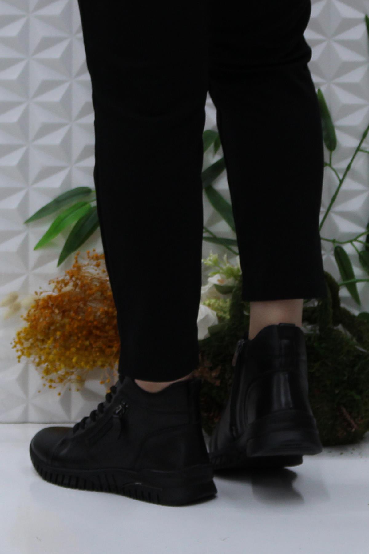 4001 Siyah Rahat Yumuşak Orijinal Hakiki Deri Kadın Bot - Görsel 5