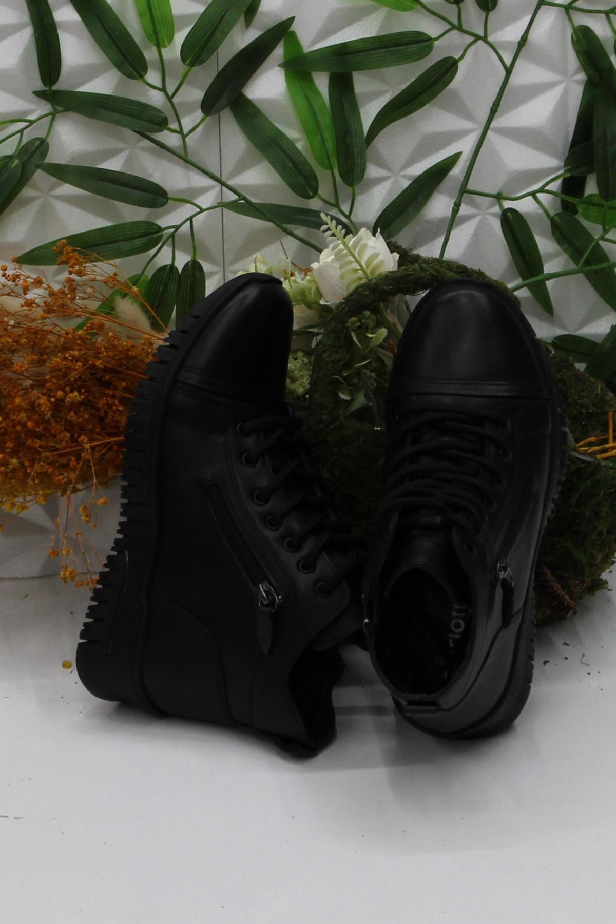 4001 Siyah Rahat Yumuşak Orijinal Hakiki Deri Kadın Bot - Görsel 6