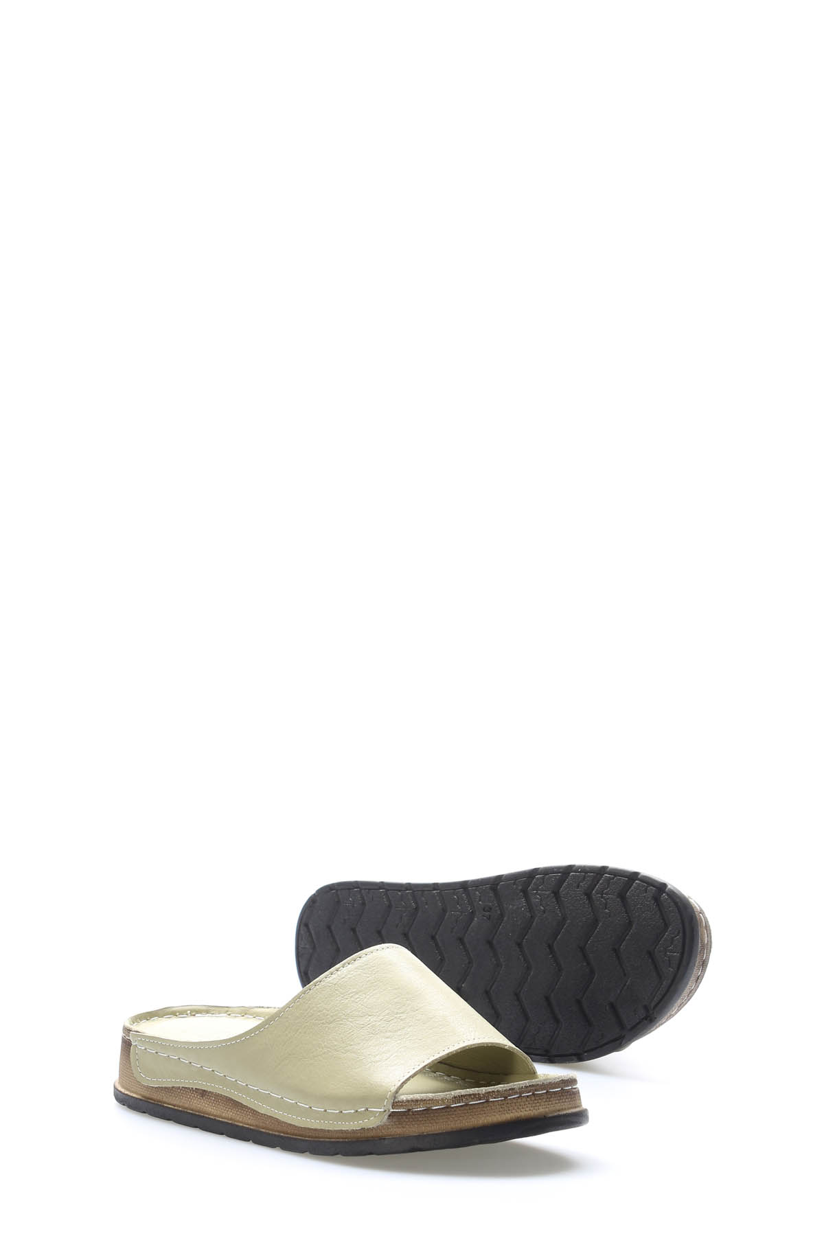 Hakiki Deri Kadın Dolgu Topuk Terlik 972ZA309 - Görsel 4