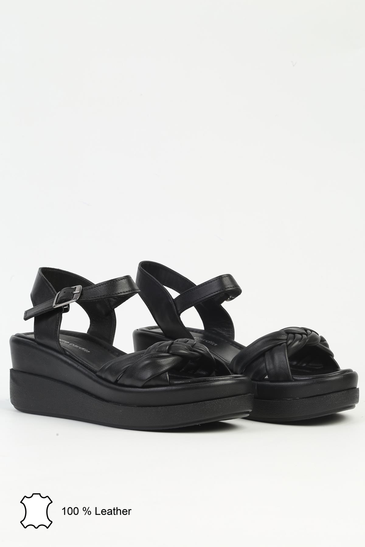 Siyah Kadın Deri Topuklu Ayakkabı PCK-5020 - Görsel 3