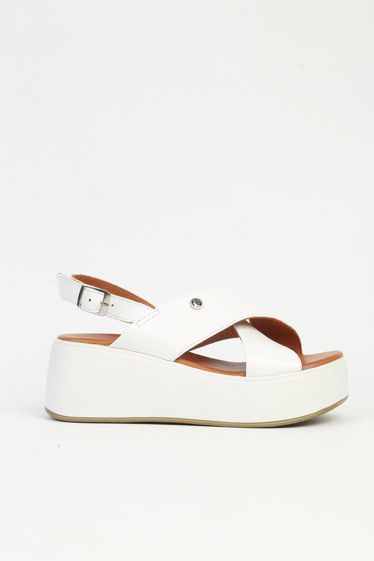 Beyaz Kadın Deri Topuklu Ayakkabı PCK-5014 - Görsel 2