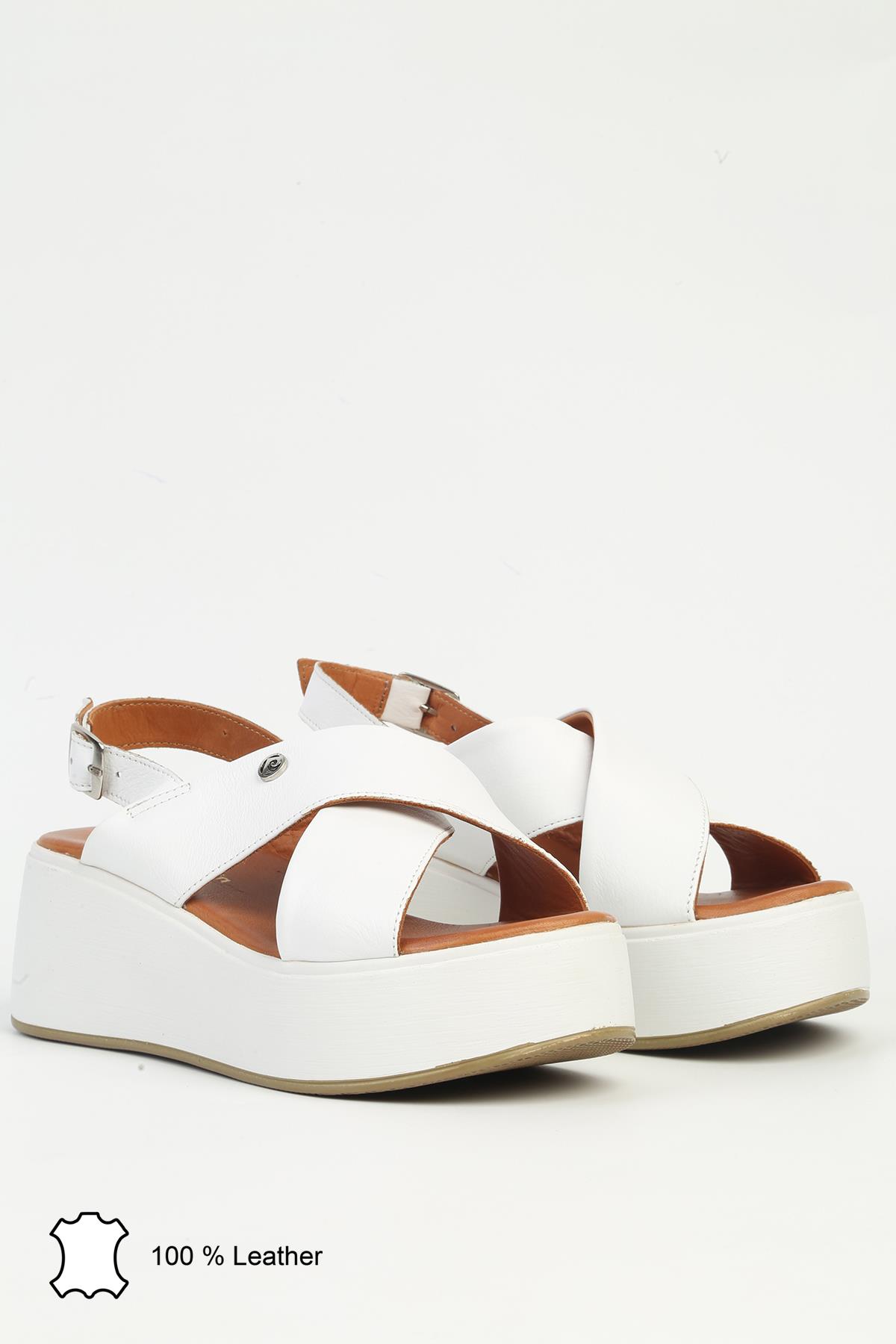 Beyaz Kadın Deri Topuklu Ayakkabı PCK-5014 - Görsel 3