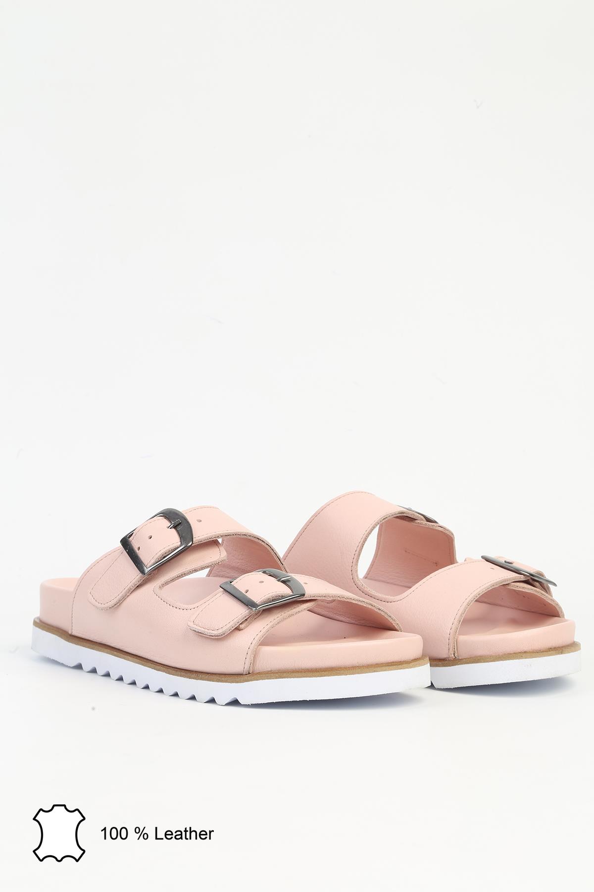 Pembe Kadın Deri Terlik PCK-5013 - Görsel 3