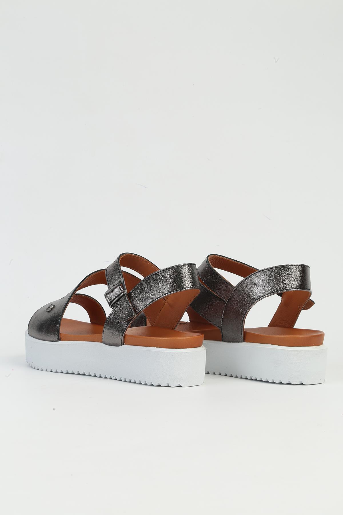 Platin Kadın Deri Sandalet PCK-5003 - Görsel 4