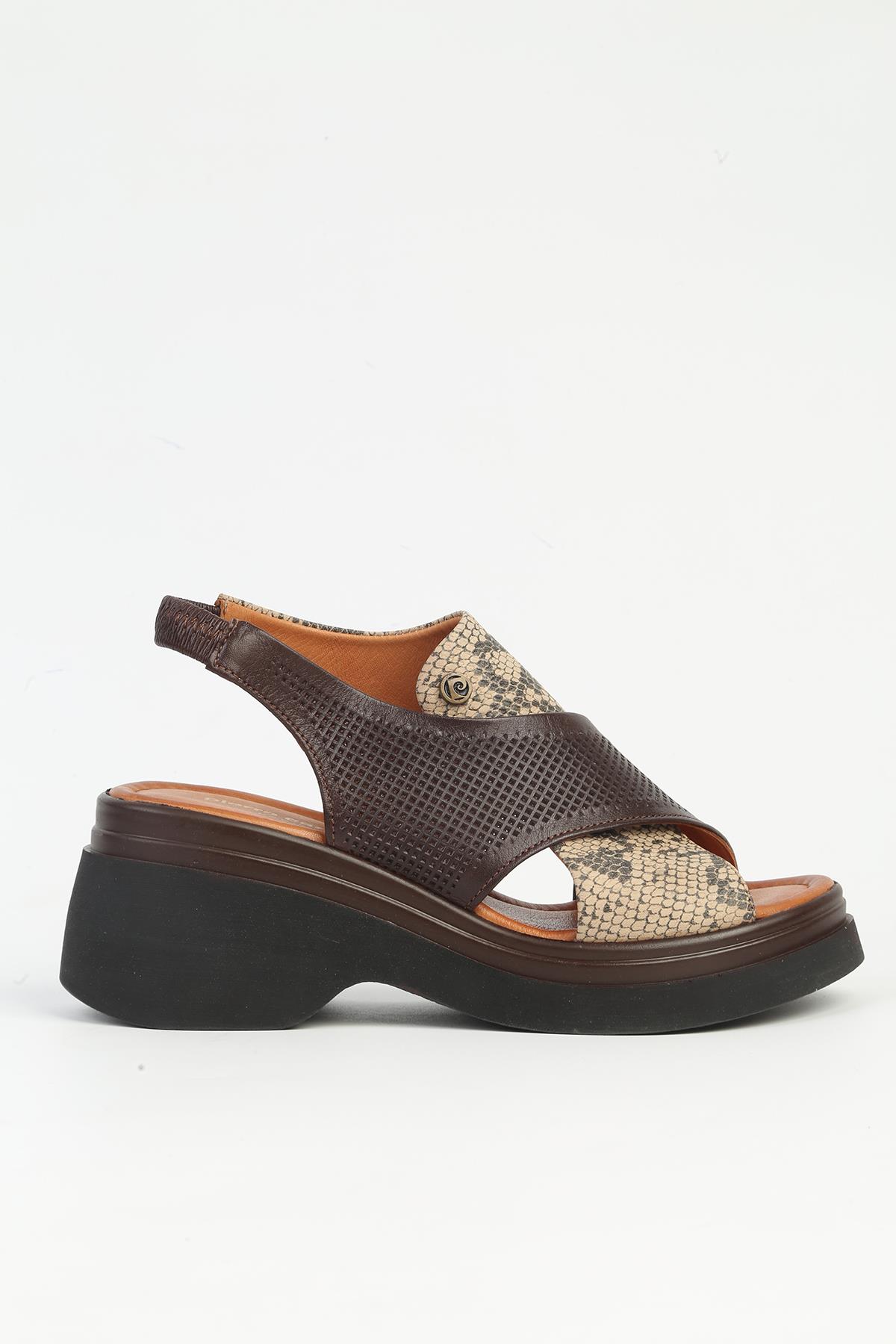 Kahve Kadın Deri Topuklu Ayakkabı PCK-5010 - Görsel 2
