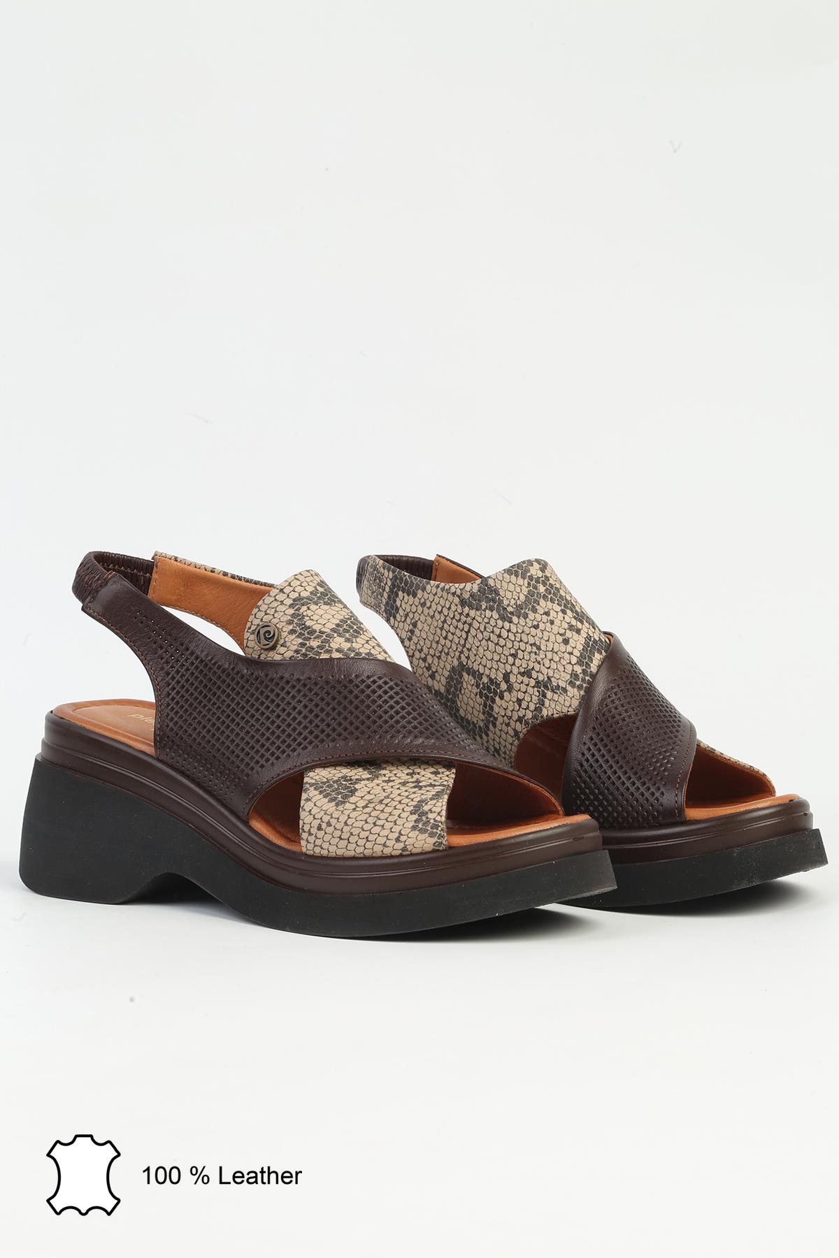 Kahve Kadın Deri Topuklu Ayakkabı PCK-5010 - Görsel 3