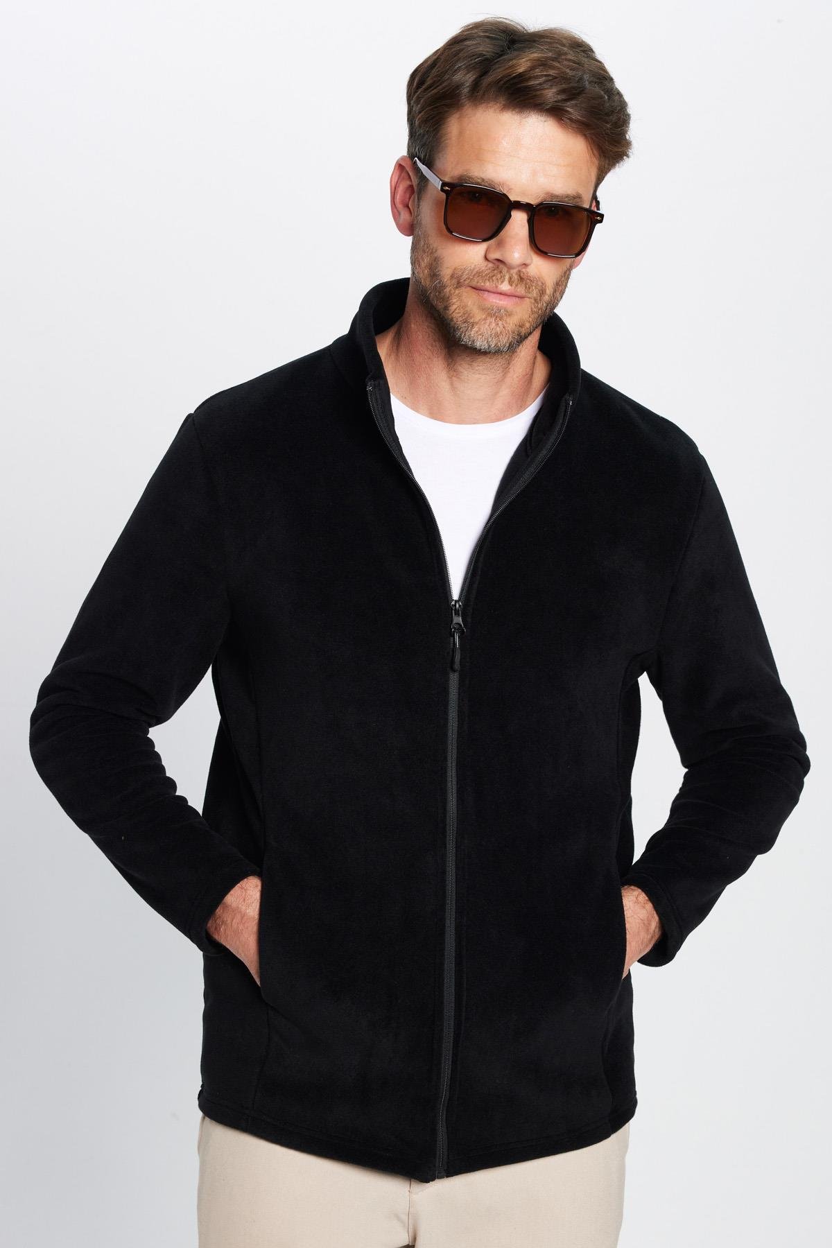 Unisex Standart Fit Tam Fermuarlı Tüylenme Yapmayan Soğuk Geçirmez