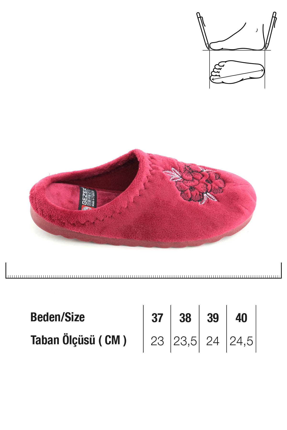 Kadın Kışlık Çiçek Desenli Ev Bahçe Gondol Terlik - Görsel 3