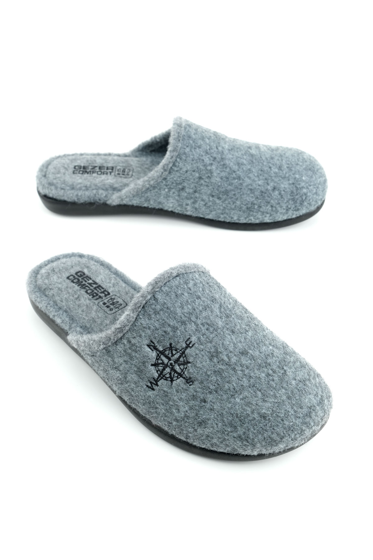 Kışlık Erkek Keçe Çıkarılabilir Taban Ev Bahçe Terlik - Görsel 2