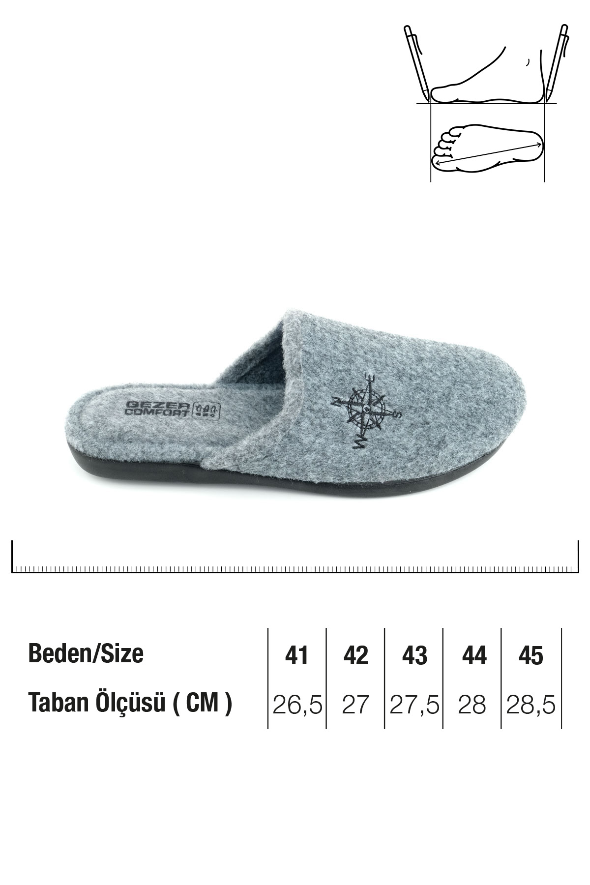 Kışlık Erkek Keçe Çıkarılabilir Taban Ev Bahçe Terlik - Görsel 3