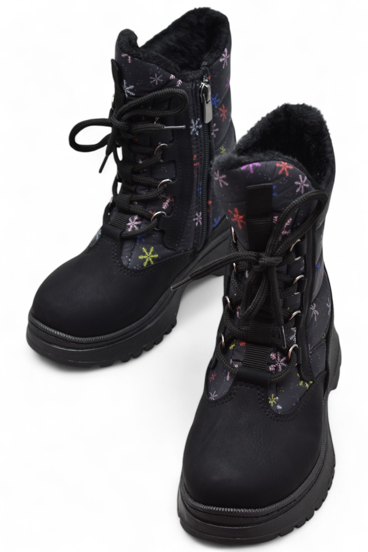 323 Ortopedik Fermuarlı Kız Çocuk Bot Ayakkabı İçi Yünlü Çocuk Kar Botu - Görsel 2