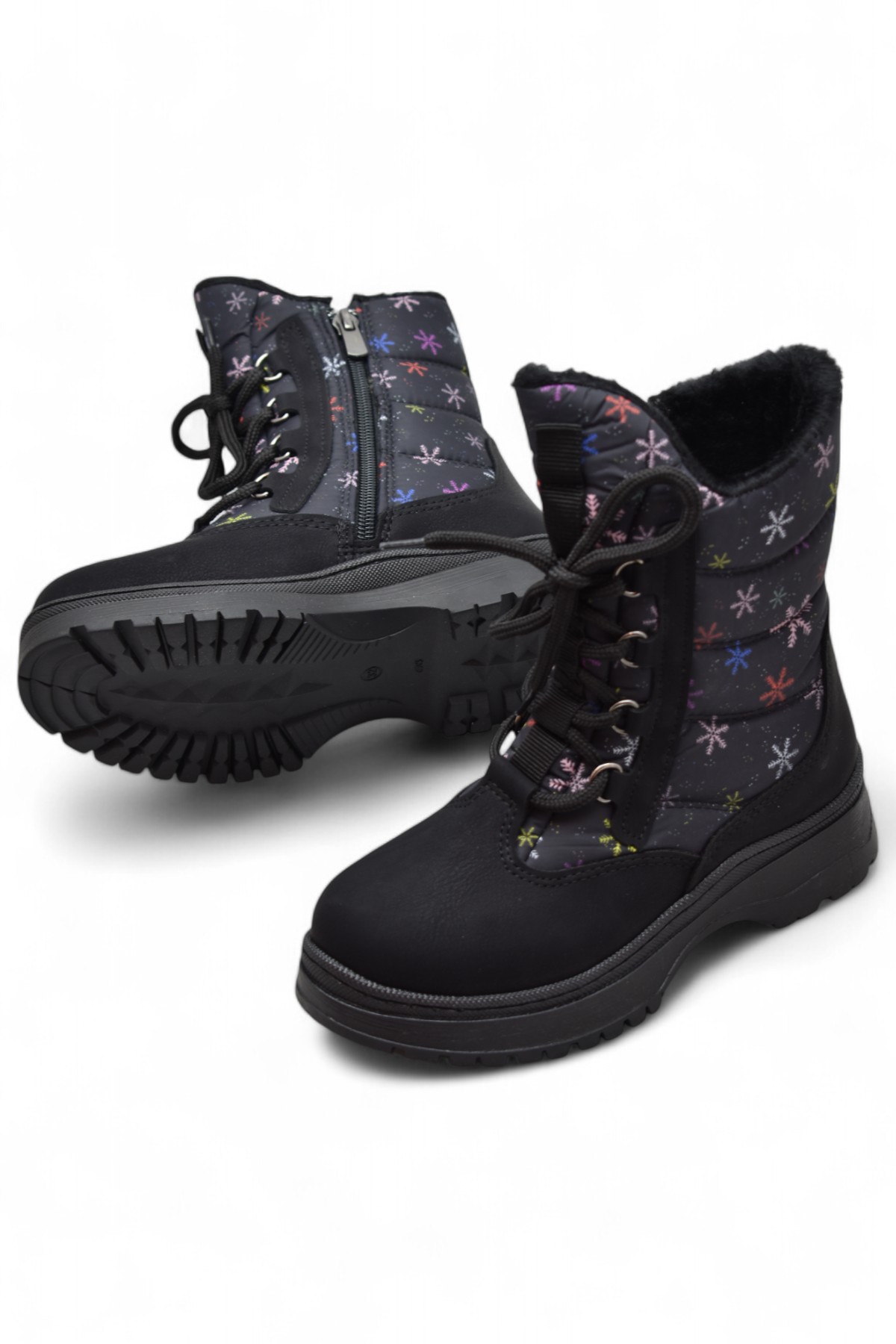 323 Ortopedik Fermuarlı Kız Çocuk Bot Ayakkabı İçi Yünlü Çocuk Kar Botu - Görsel 3